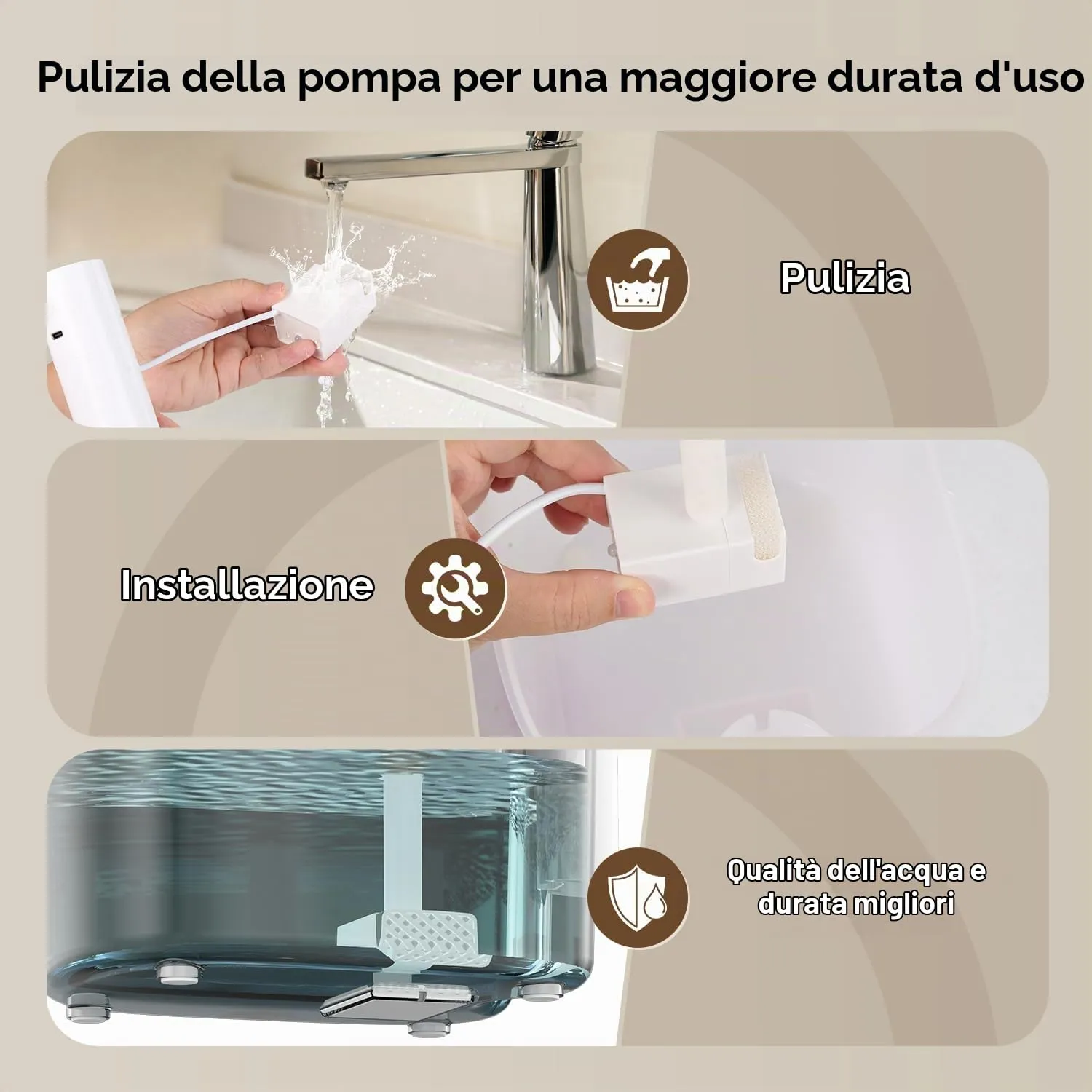 Nenozi Fontanella per Gatti e Cani Senza Fili con Sensore di Movimento, 2.6L, Batteria Ricaricabile 3000mAh, Distributore d'Acqua Silenzioso - immagine 9