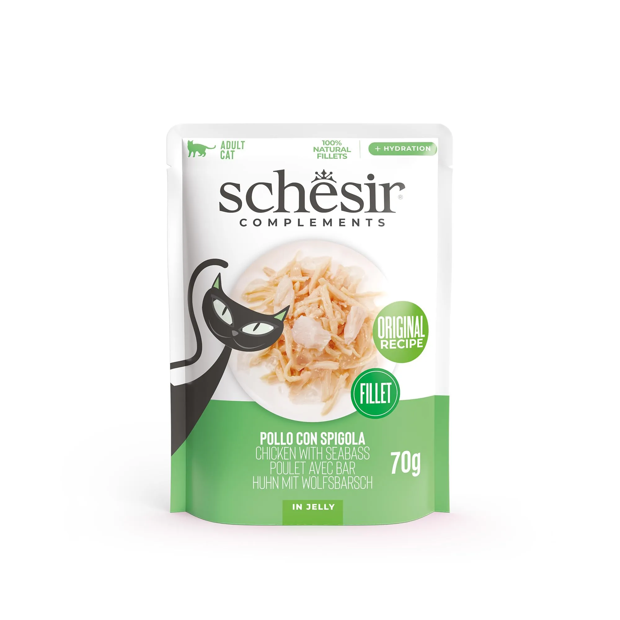 Schesir Pollo con Spigola in Gelatina, 12x70g - immagine 1