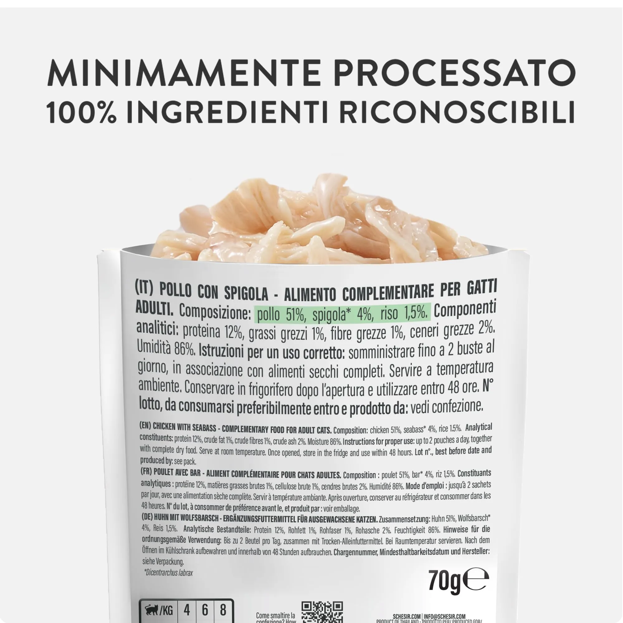 Schesir Pollo con Spigola in Gelatina, 12x70g - immagine 4