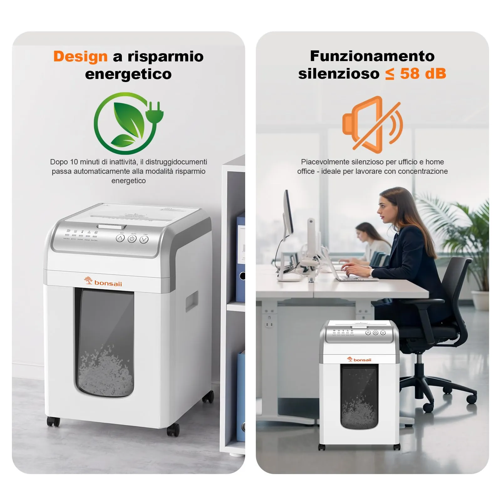 Bonsaii Distruggidocumenti Automatico 240 Fogli, Microtaglio P-4, Bianco - immagine 5