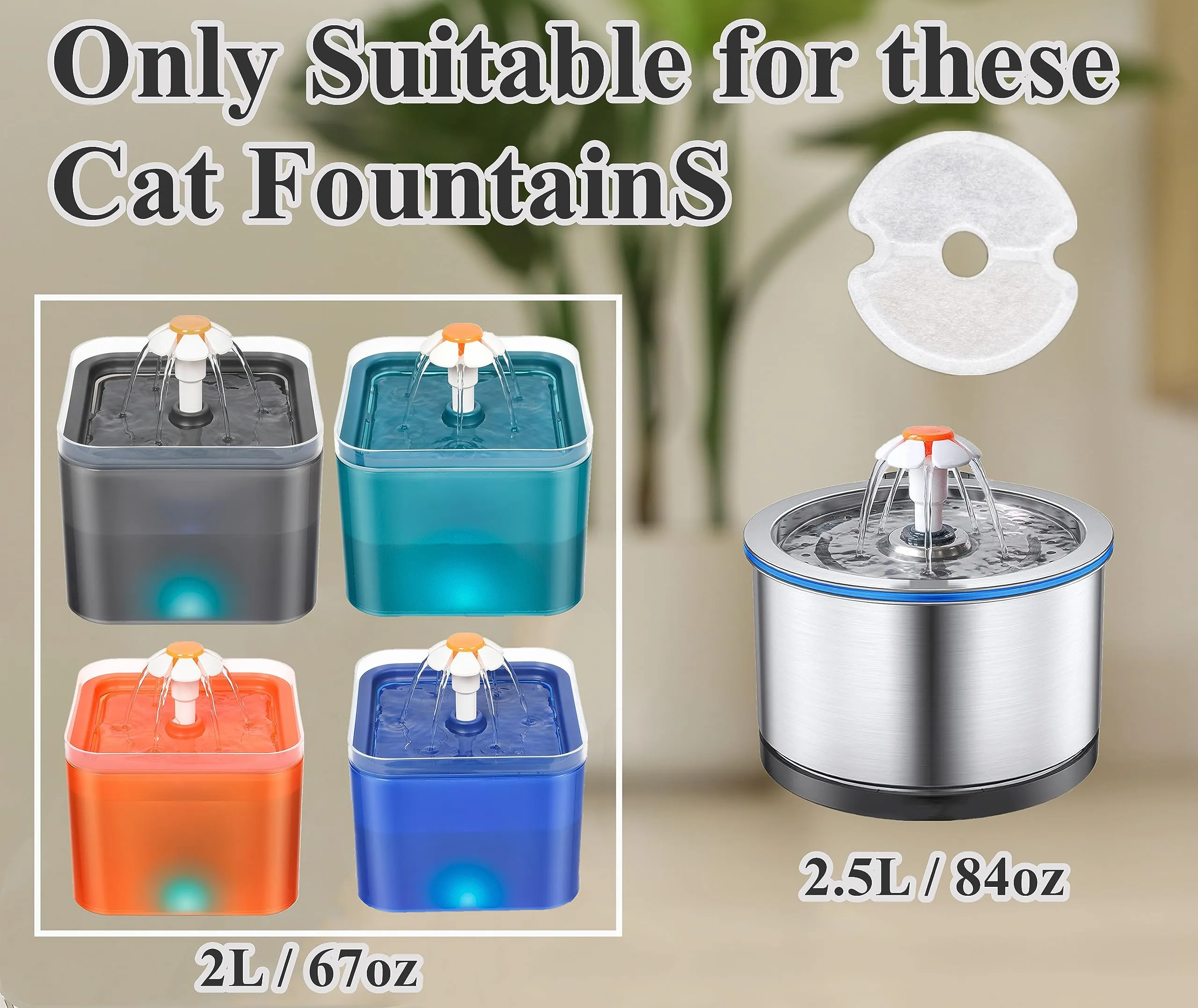 Yiupea Filtri per Fontana Gatti e Cani 2L & 2.5L, Carbone Attivo e Resina, 6 Pezzi - immagine 2