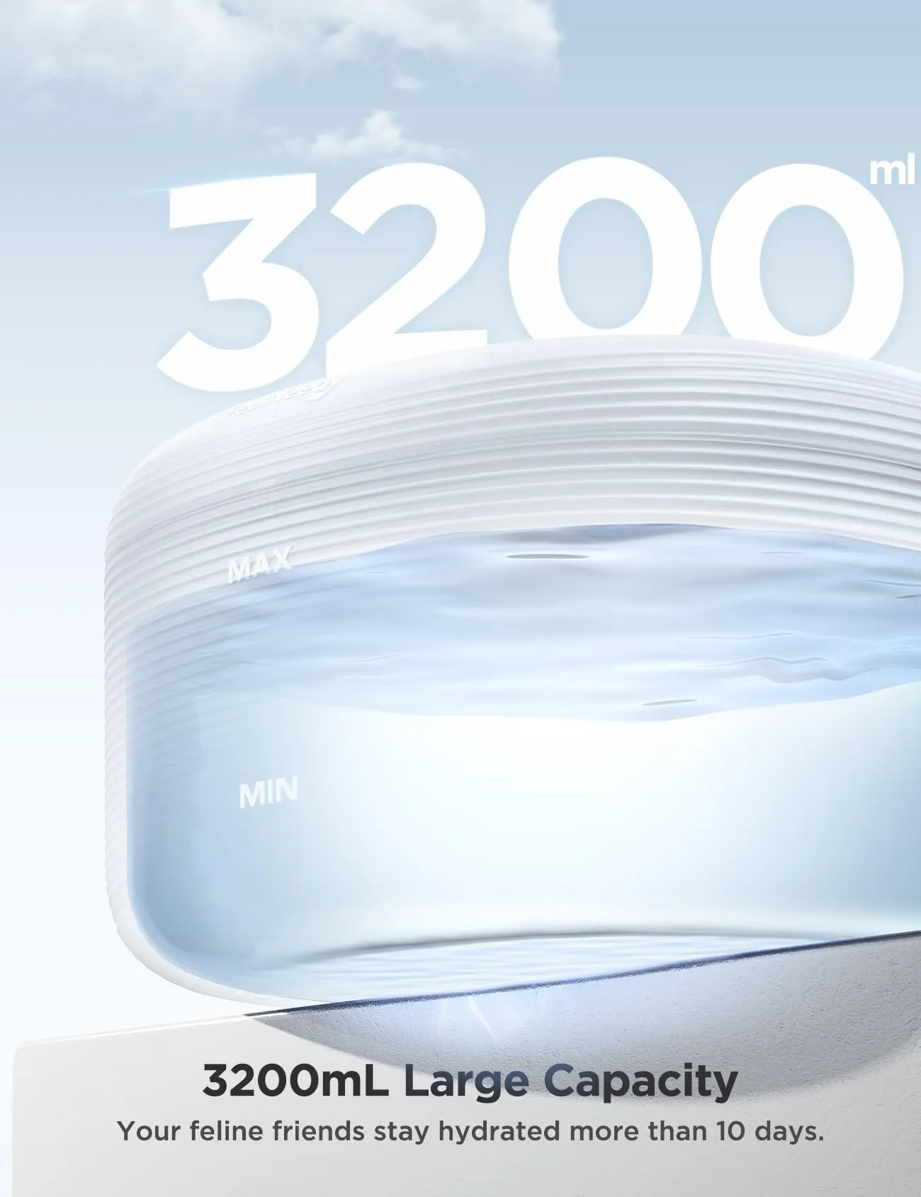 FeelNeedy Fontanella per Gatti Silenziosa 3,2L con Rubinetto, Bianco - immagine 2