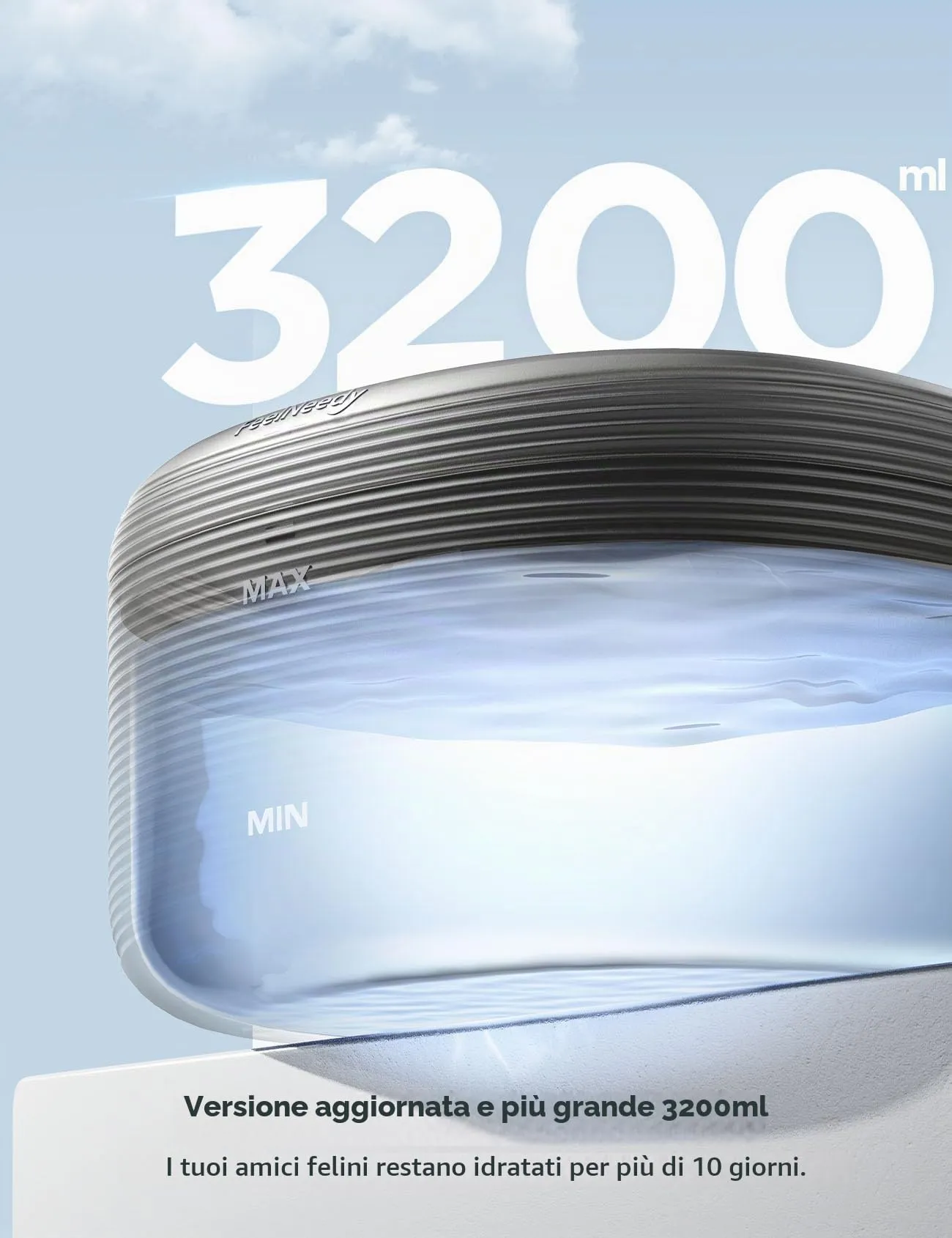 FeelNeedy Fontanella per Gatti Silenziosa 3,2L con Rubinetto, Nero - immagine 5