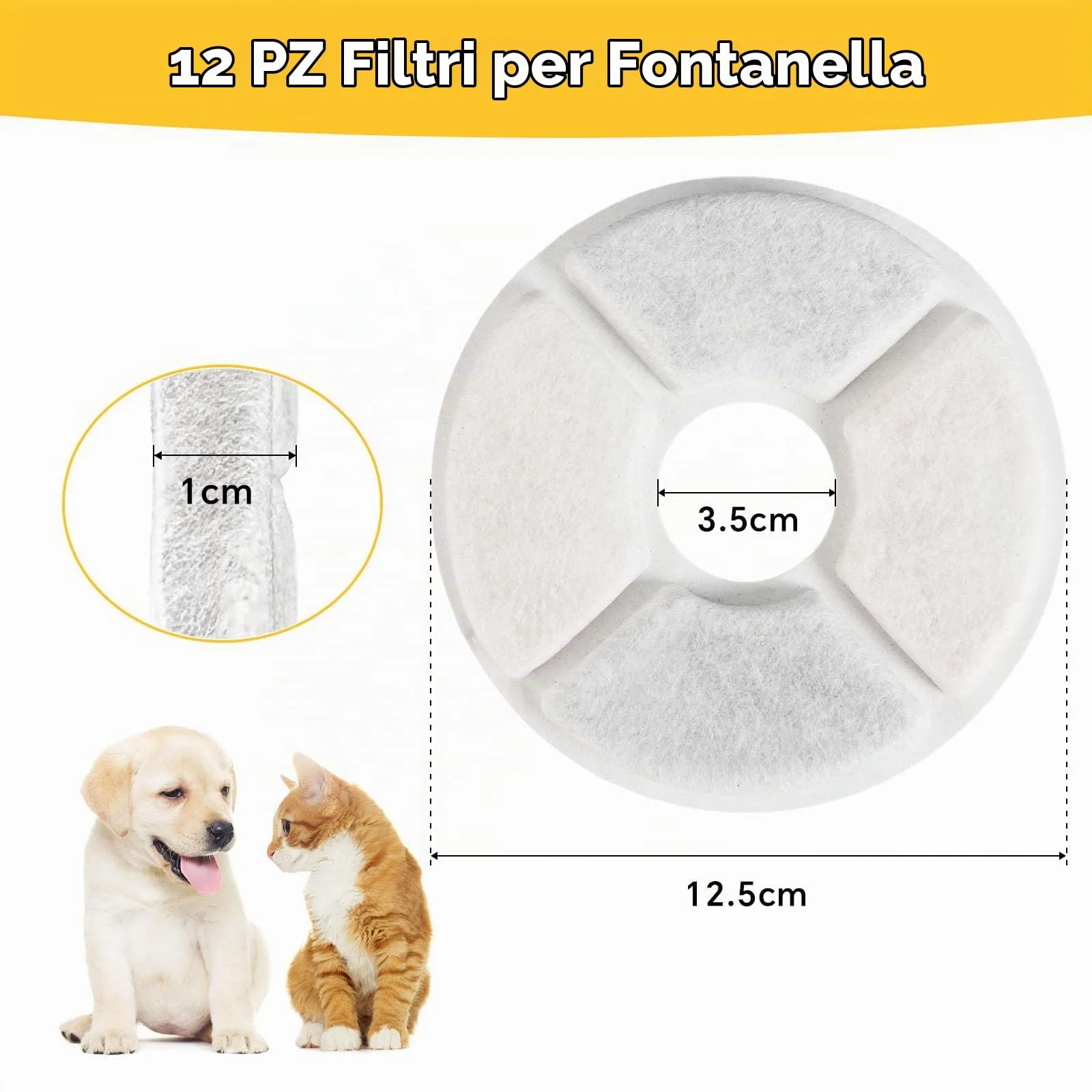 KOMABLEN Filtri per Fontanella per Gatti e Cani, Carbone Attivo e Resina, 12 Pezzi - immagine 2