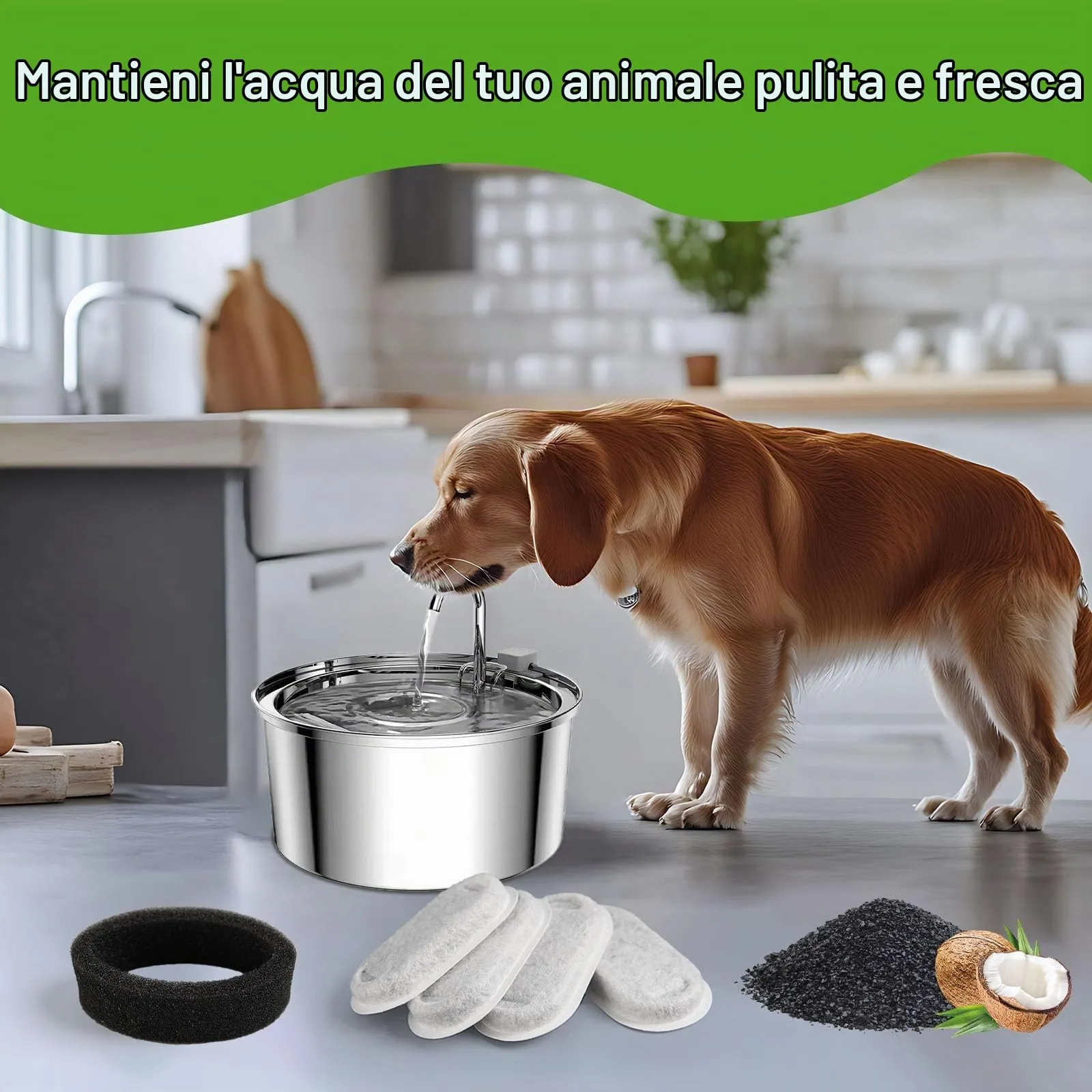 KOMABLEN Filtri per Fontanella per Gatti e Cani, 24 Pezzi (12 Filtri ai Carboni Attivi e 12 Spugne in Schiuma) - immagine 5