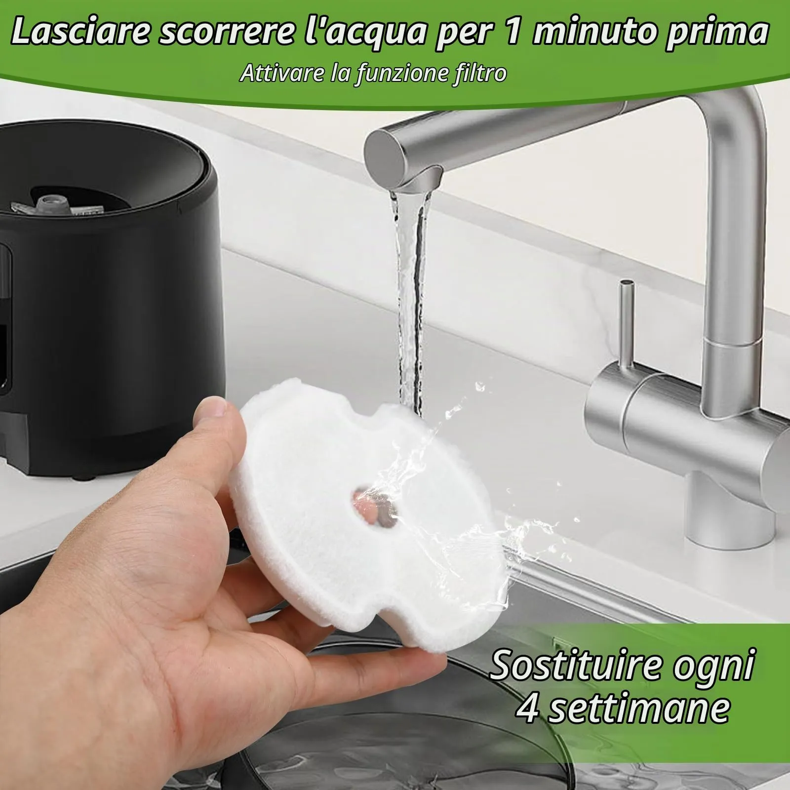 KOMABLEN Filtri di Ricambio per Fontana Gatti e Cani, 8 Pezzi con Carbone Attivo, Resina e Spugne - immagine 4
