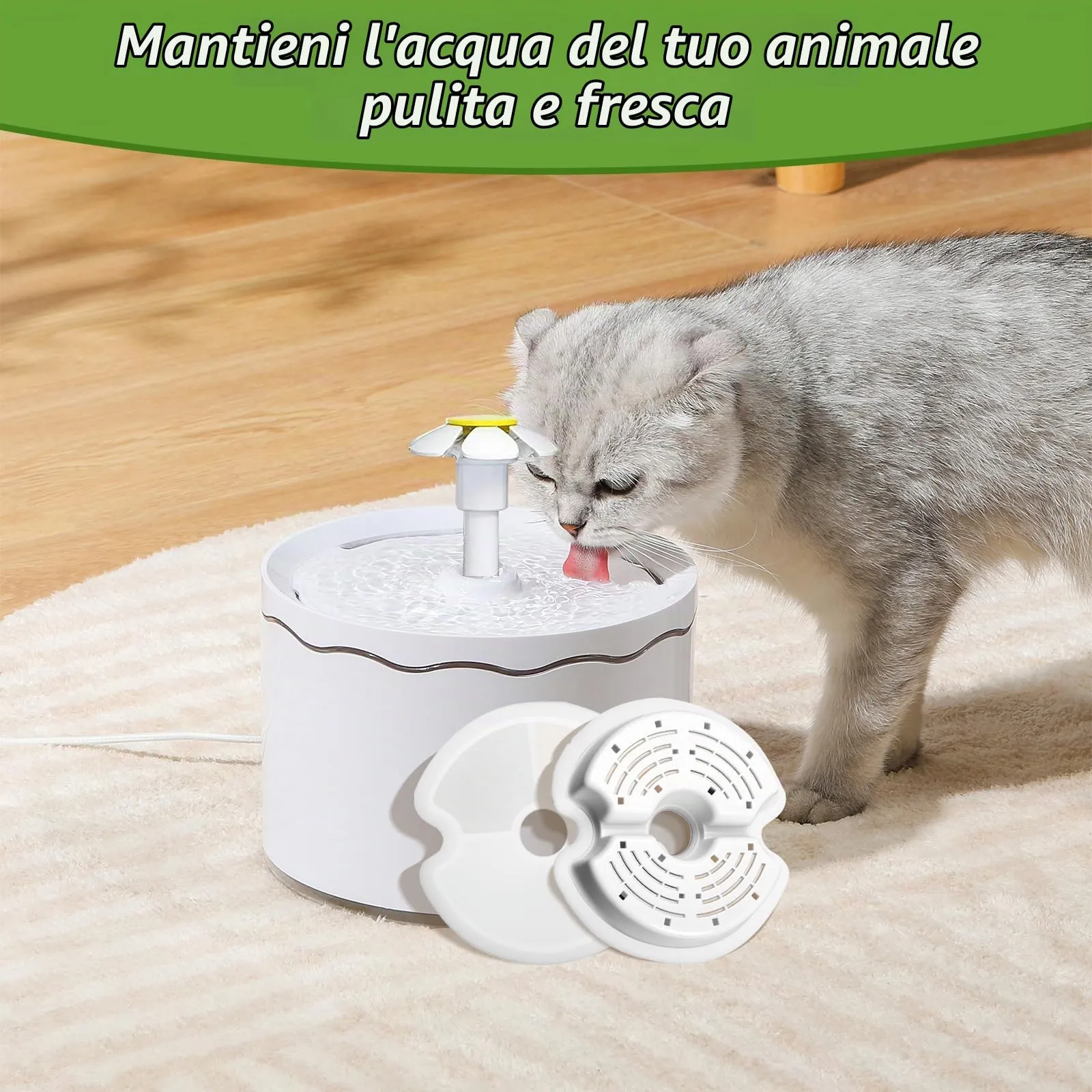 KOMABLEN Filtri di Ricambio per Fontana Gatti e Cani, 8 Pezzi con Carbone Attivo, Resina e Spugne - immagine 5