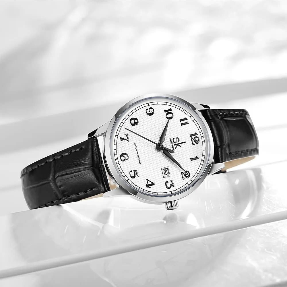 SHENGKE Orologi da donna Classic Business con calendario in vera pelle Rosegold-Leather K0150L - immagine 4