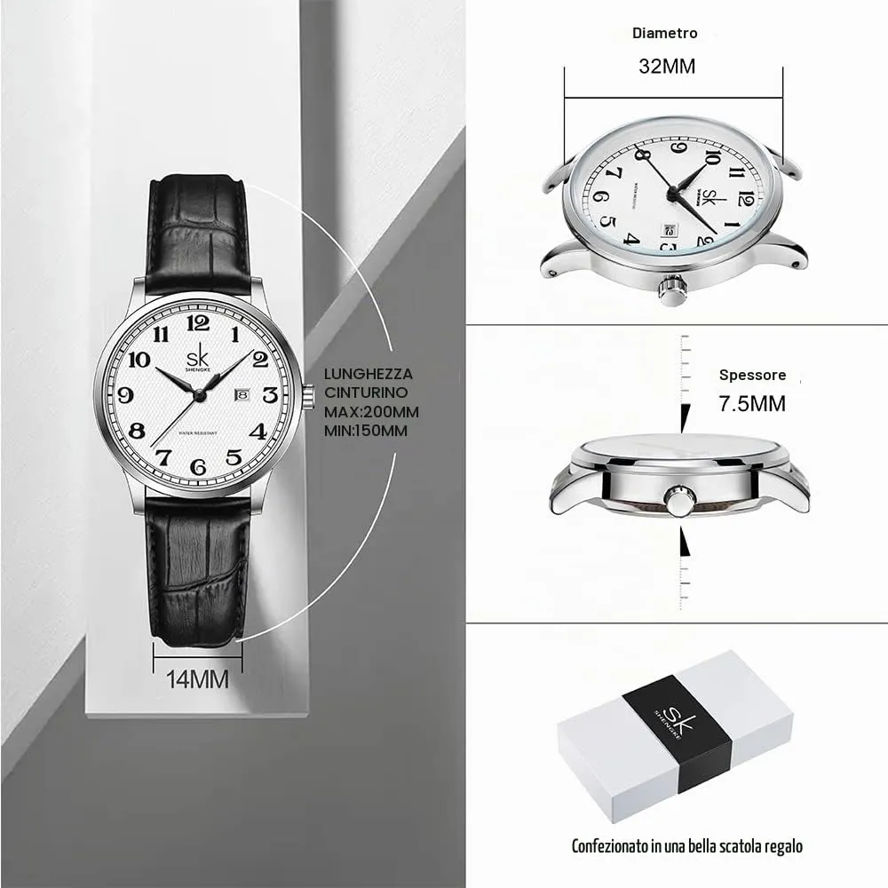 SHENGKE Orologi da donna Classic Business con calendario in vera pelle Rosegold-Leather K0150L - immagine 6