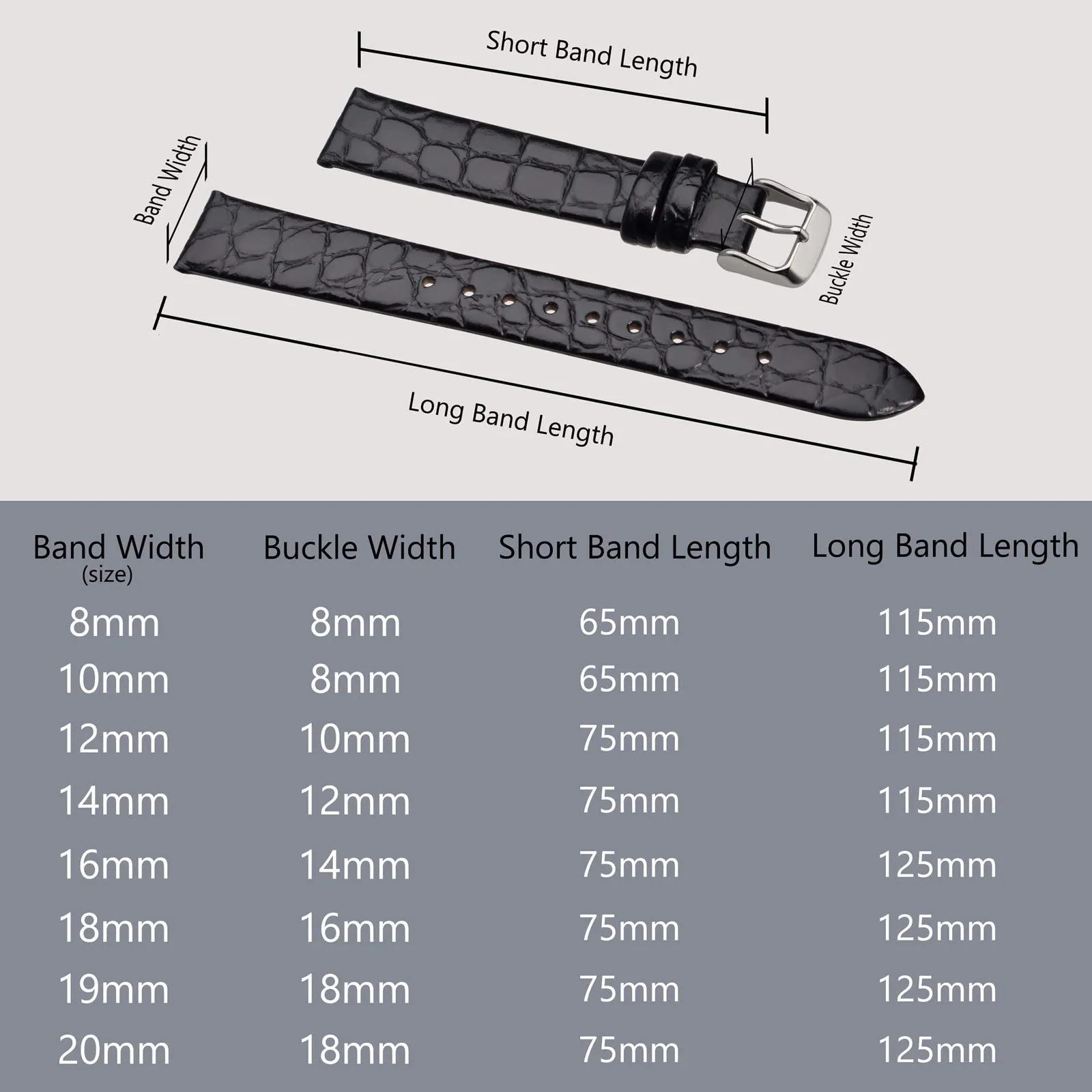 BISONSTRAP Cinturino di Ricambio in Pelle per Orologi Donna, 20mm, Nero con Fibbia in Argento - immagine 5