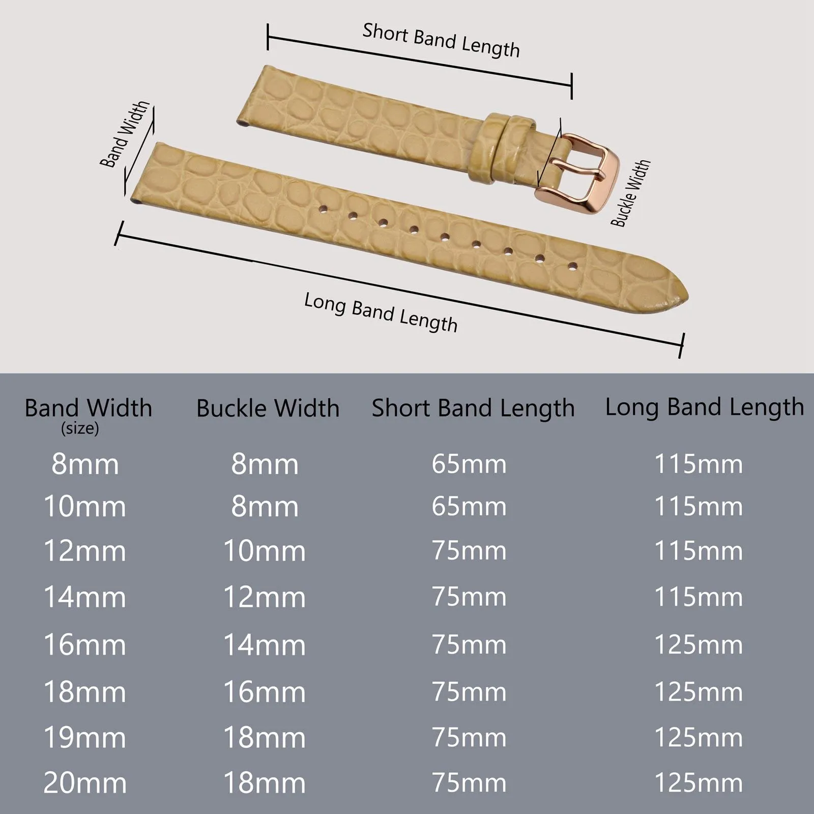 BISONSTRAP Cinturino di Ricambio in Pelle per Orologi Donna, 14mm, Grano con Fibbia in Oro Rosa - immagine 5