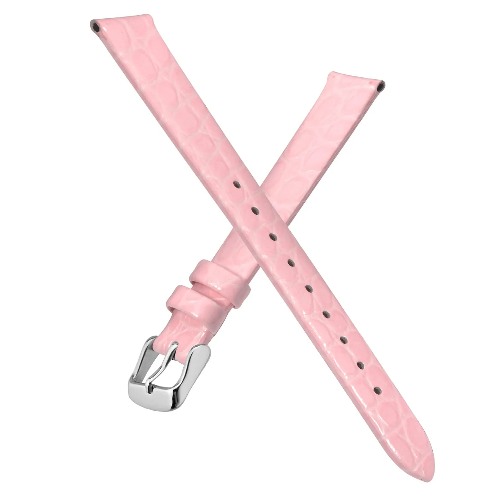 BISONSTRAP Cinturino di Ricambio in Pelle per Orologi Donna, 10mm, Rosa con Fibbia in Argento - immagine 3