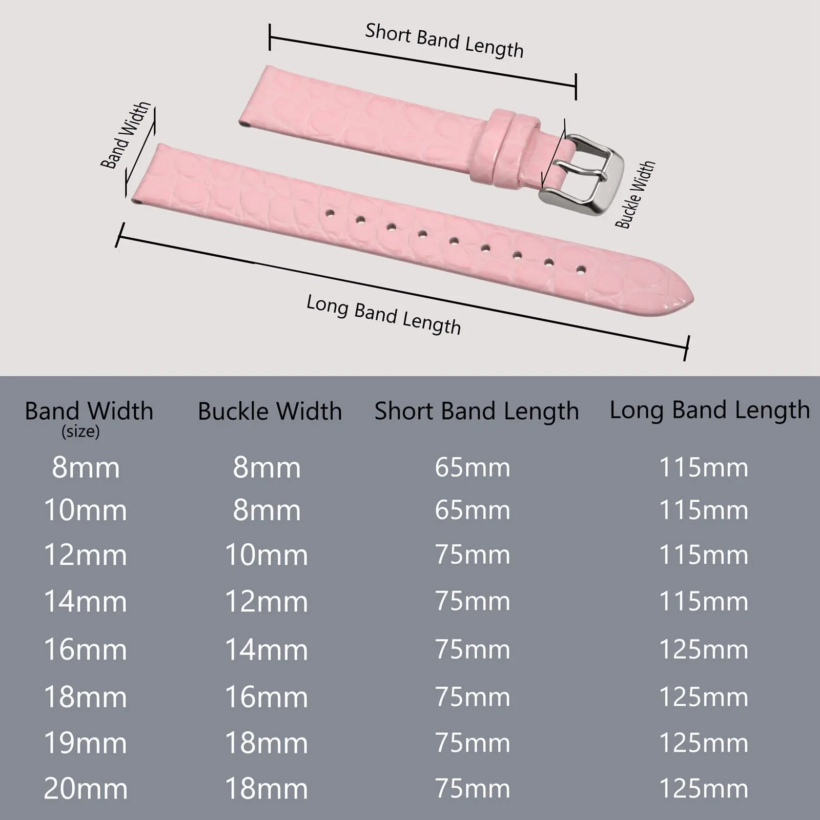 BISONSTRAP Cinturino di Ricambio in Pelle per Orologi Donna, 10mm, Rosa con Fibbia in Argento - immagine 5