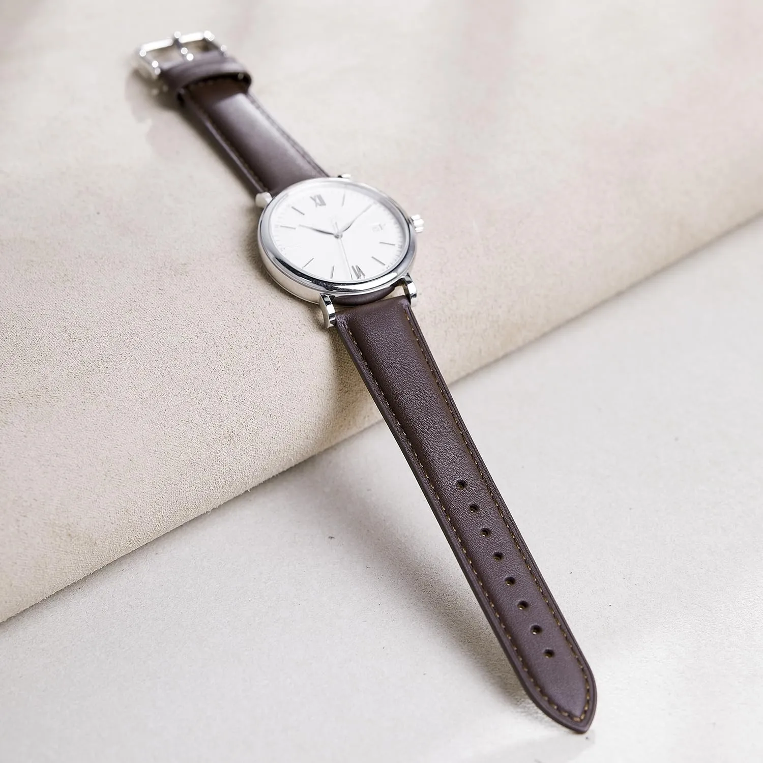 Afany Cinturino per Orologi in Pelle, Sgancio Rapido, 21mm - Marrone - immagine 3