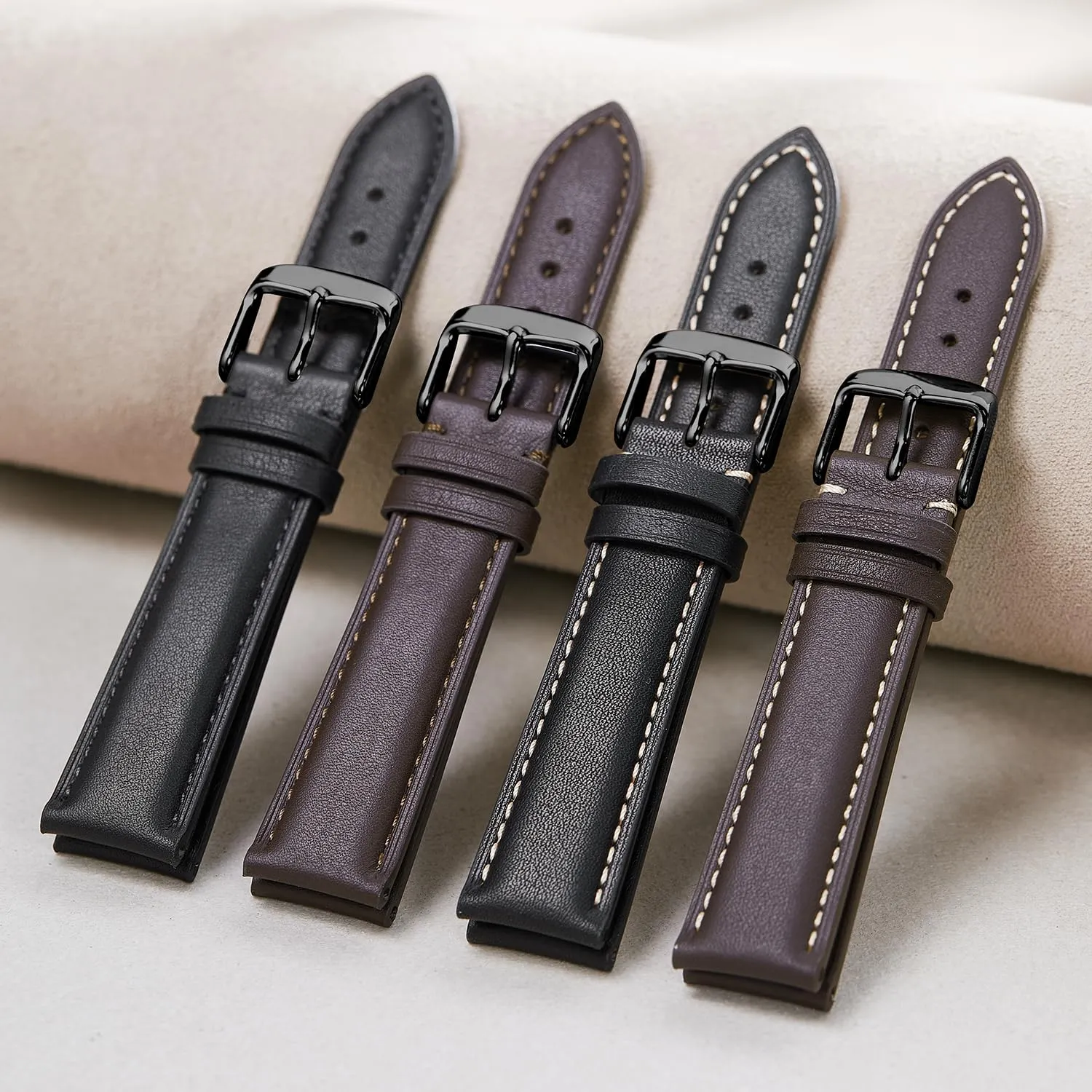 Afany Cinturino per Orologi in Pelle, Sgancio Rapido, 22mm, Nero - immagine 7