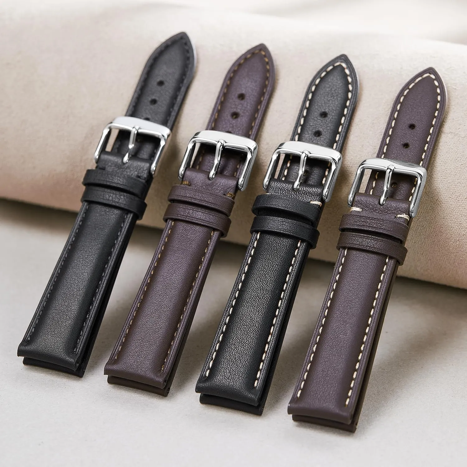 Afany Cinturino per Orologi in Pelle Sgancio Rapido 20mm - Nero - immagine 7