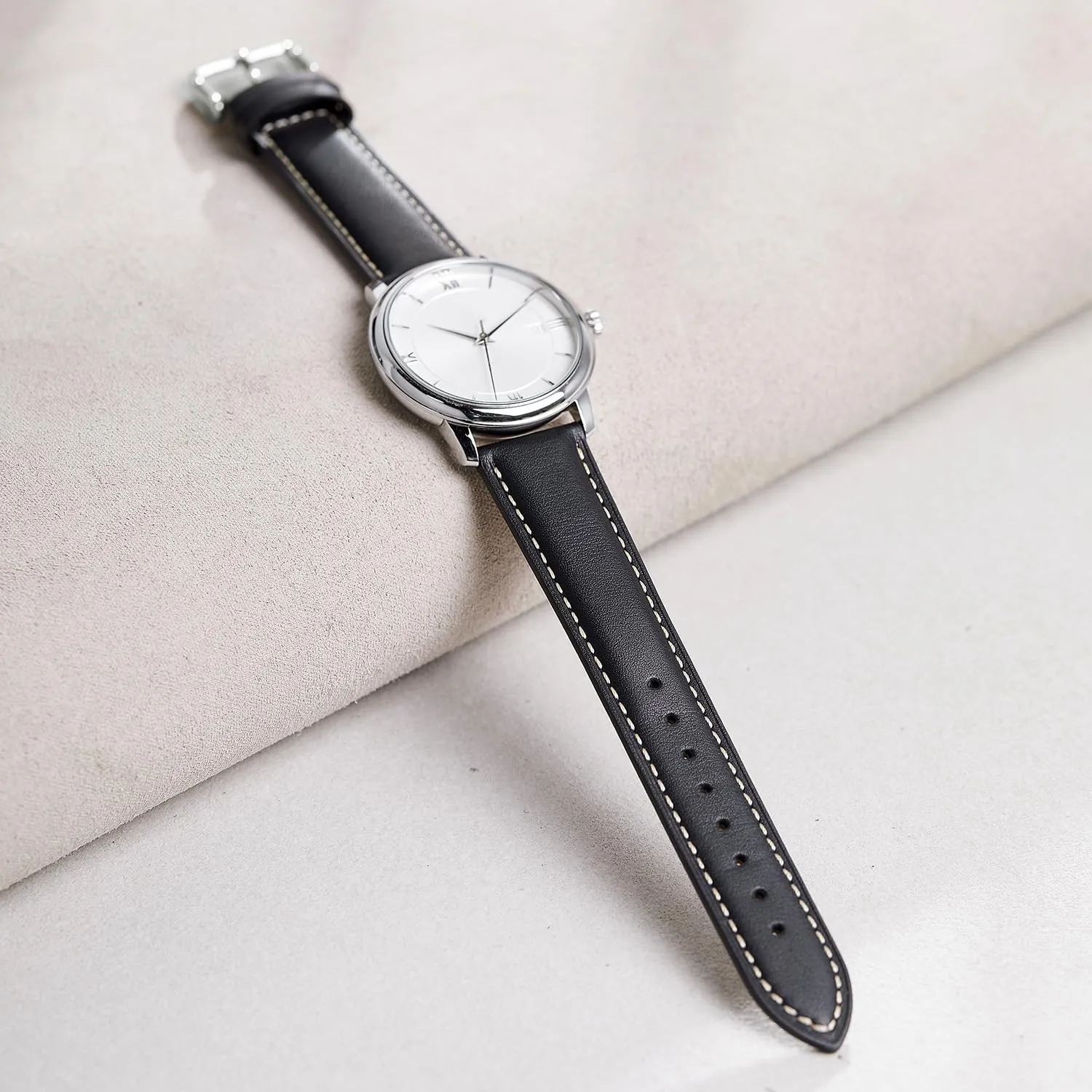 Afany Cinturino per Orologi in Pelle, Sgancio Rapido, 18mm, Nero - immagine 3