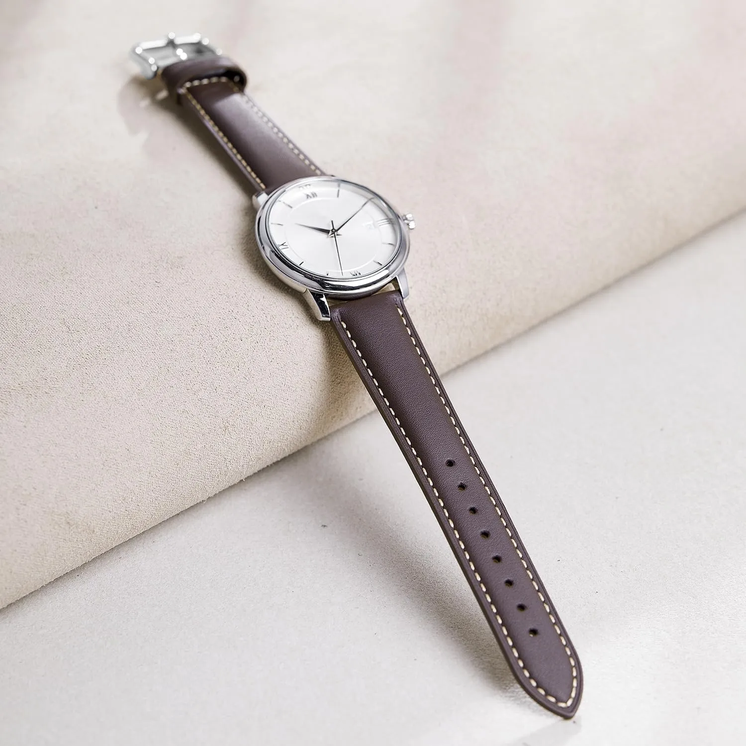 Afany Cinturino per Orologi in Pelle Sgancio Rapido 19mm - Marrone - immagine 3