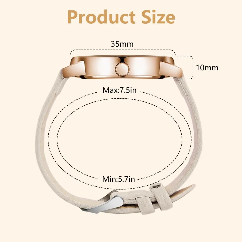 OFFCUP Orologio Analogico al Quarzo da Donna con Cinturino in Pelle - immagine 2
