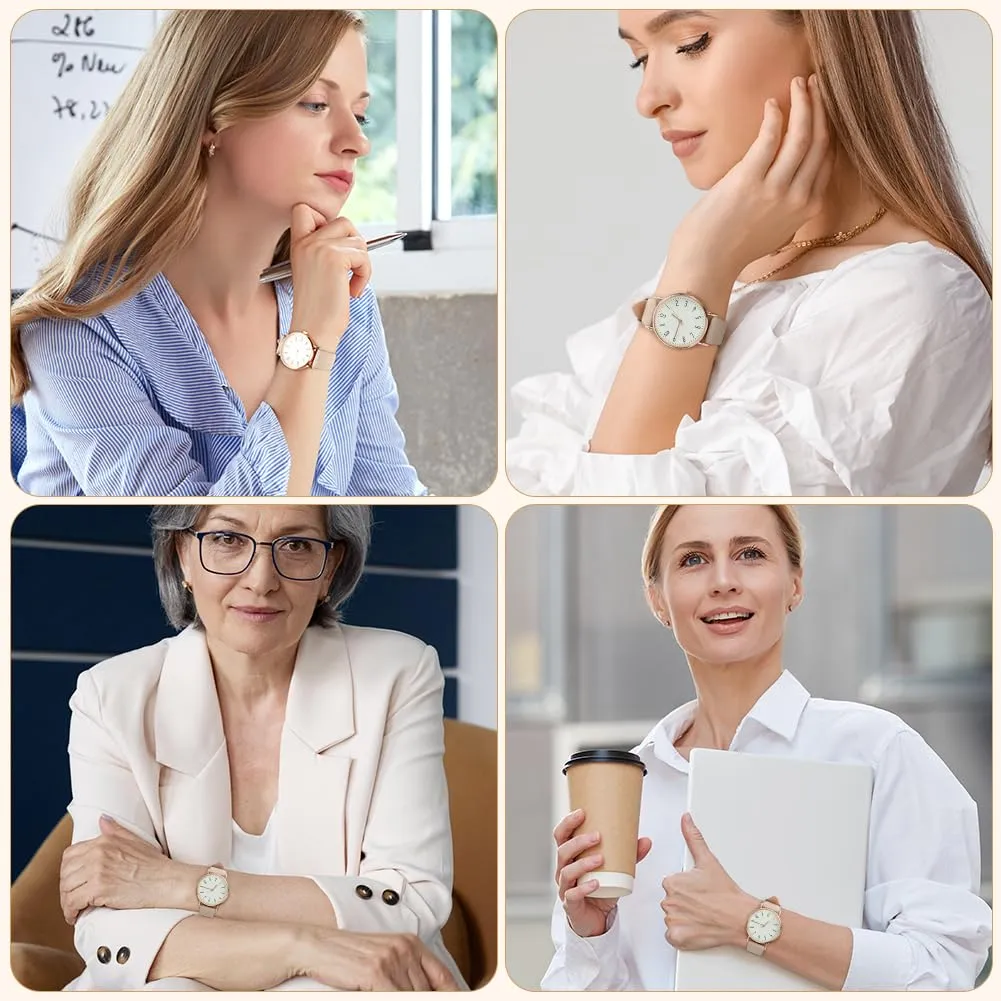 OFFCUP Orologio Analogico al Quarzo da Donna con Cinturino in Pelle - immagine 6