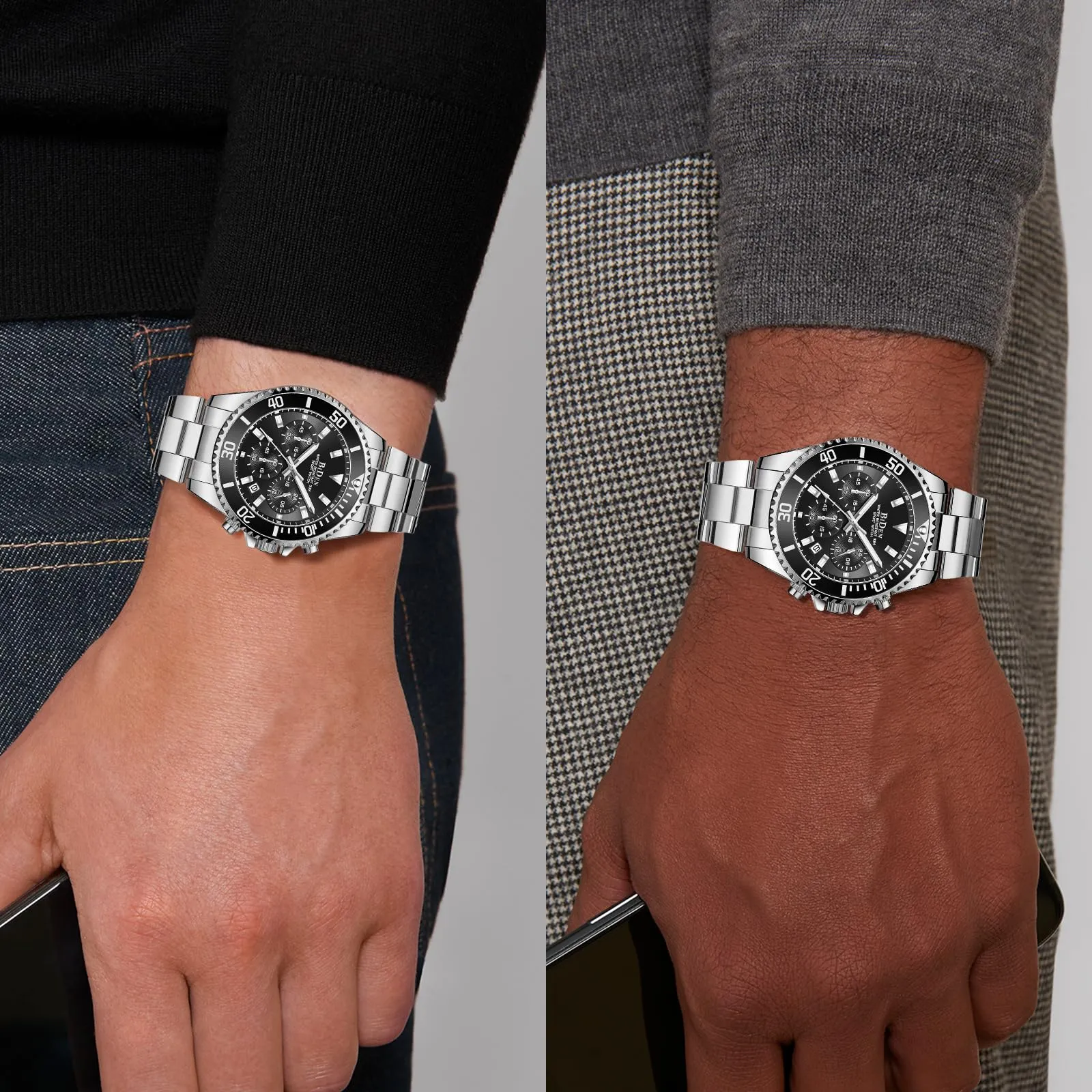 BIDEN Orologio Uomo Cronografo al Quarzo in Acciaio Inox - immagine 5