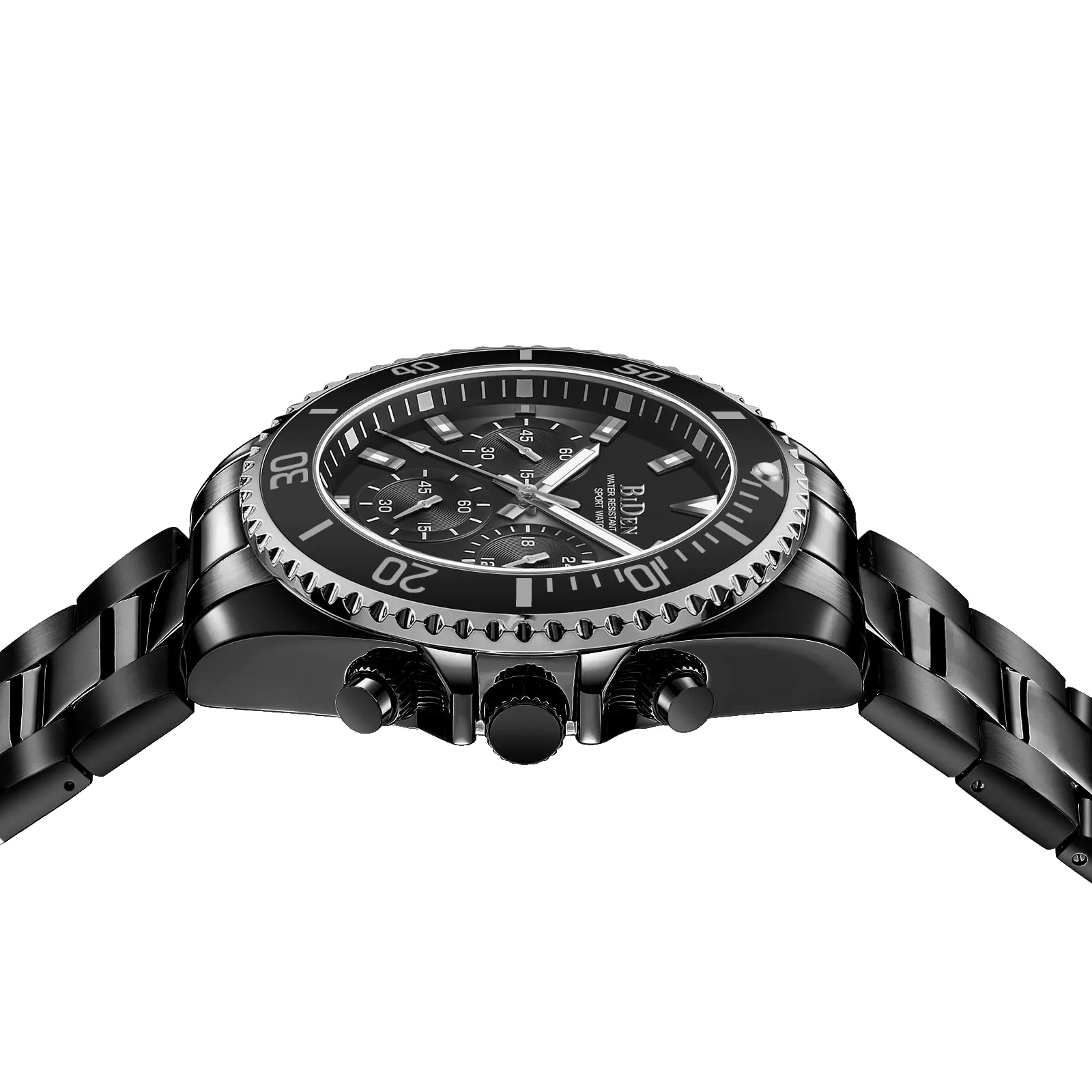BIDEN Orologio da uomo cronografo in acciaio inossidabile, analogico al quarzo, Nero Sib - immagine 4