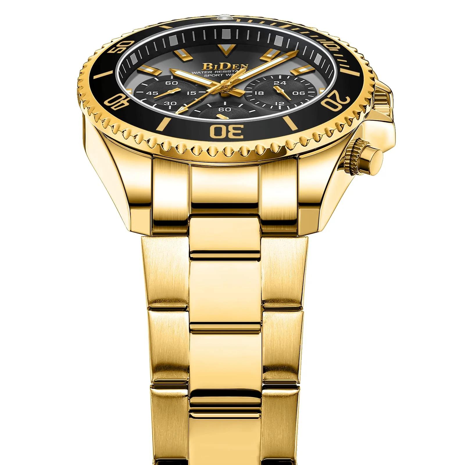 BIDEN Orologio da uomo Cronografo in Acciaio Inox Oro Nero C - immagine 3