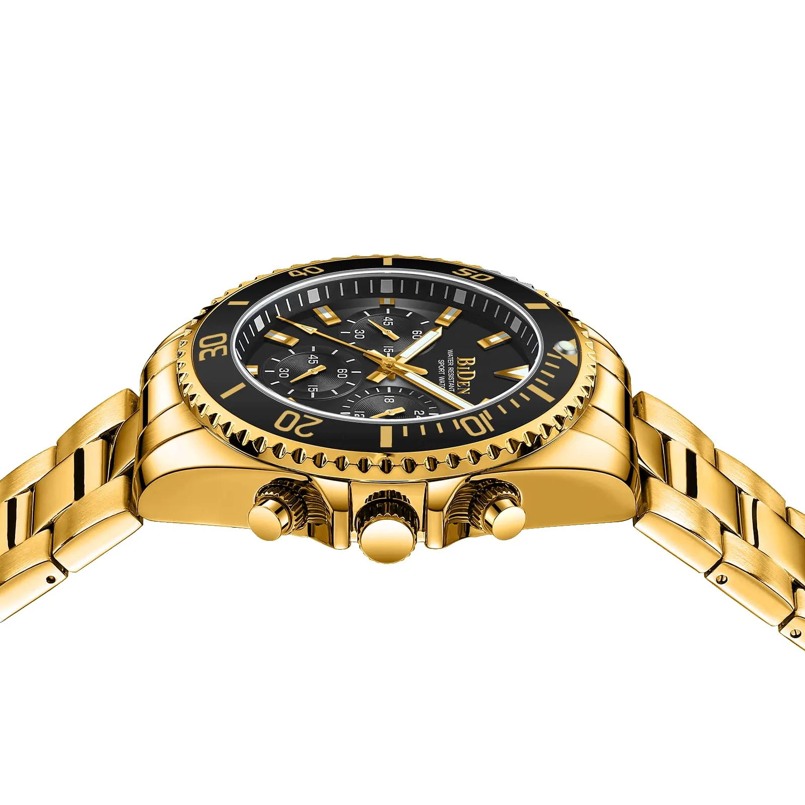 BIDEN Orologio da uomo Cronografo in Acciaio Inox Oro Nero C - immagine 4