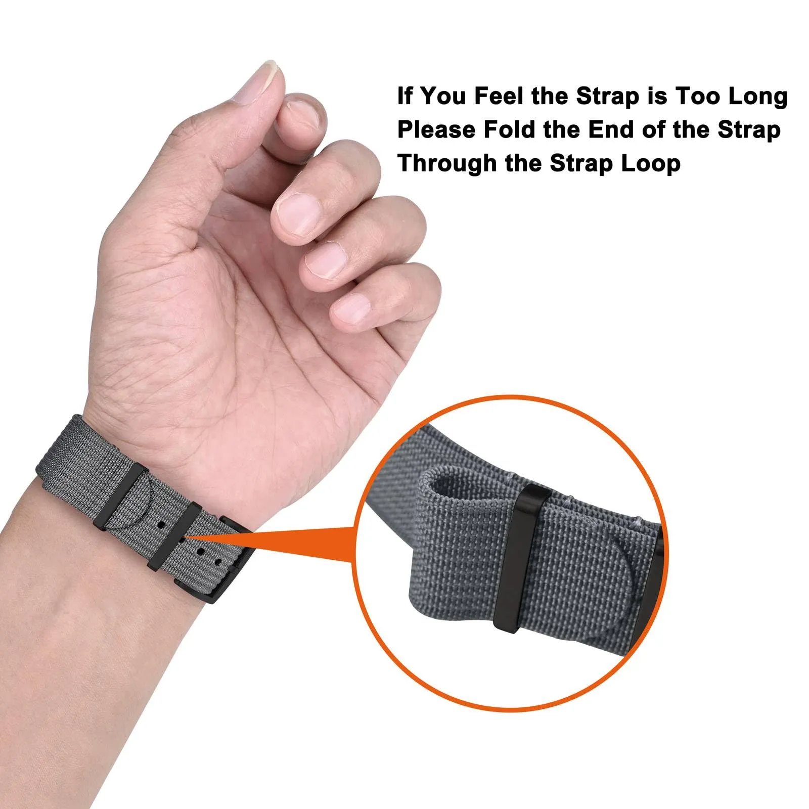 ANNEFIT Cinturino per Orologio in Nylon 22mm con Fibbia in Acciaio Inossidabile - Grigio - immagine 6