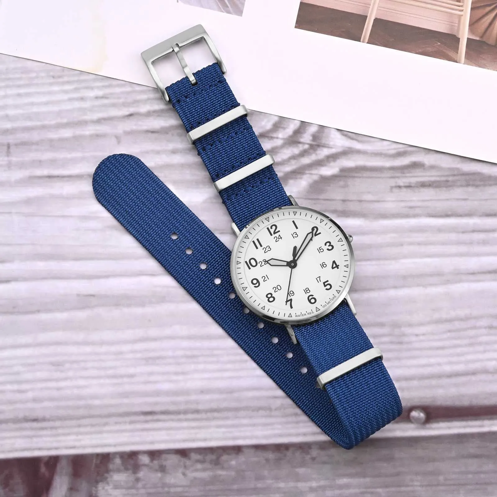 ANNEFIT Cinturino per Orologio in Nylon 22mm con Fibbia in Acciaio Inossidabile - Blu - immagine 2