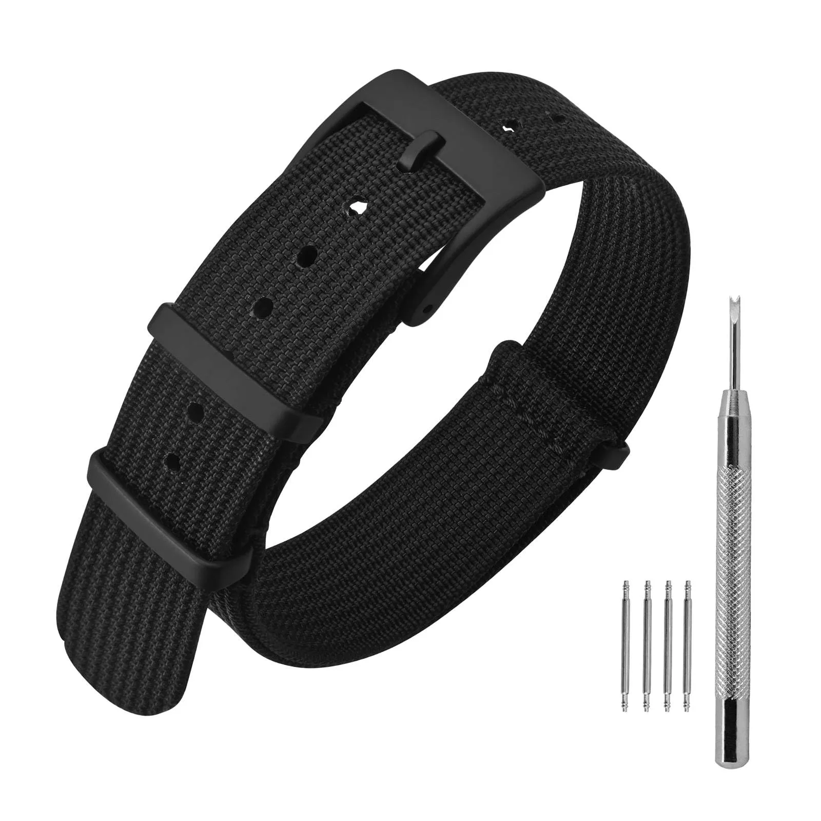 ANNEFIT Cinturino per Orologio in Nylon 22mm con Fibbia in Acciaio Inossidabile, Nero - immagine 1