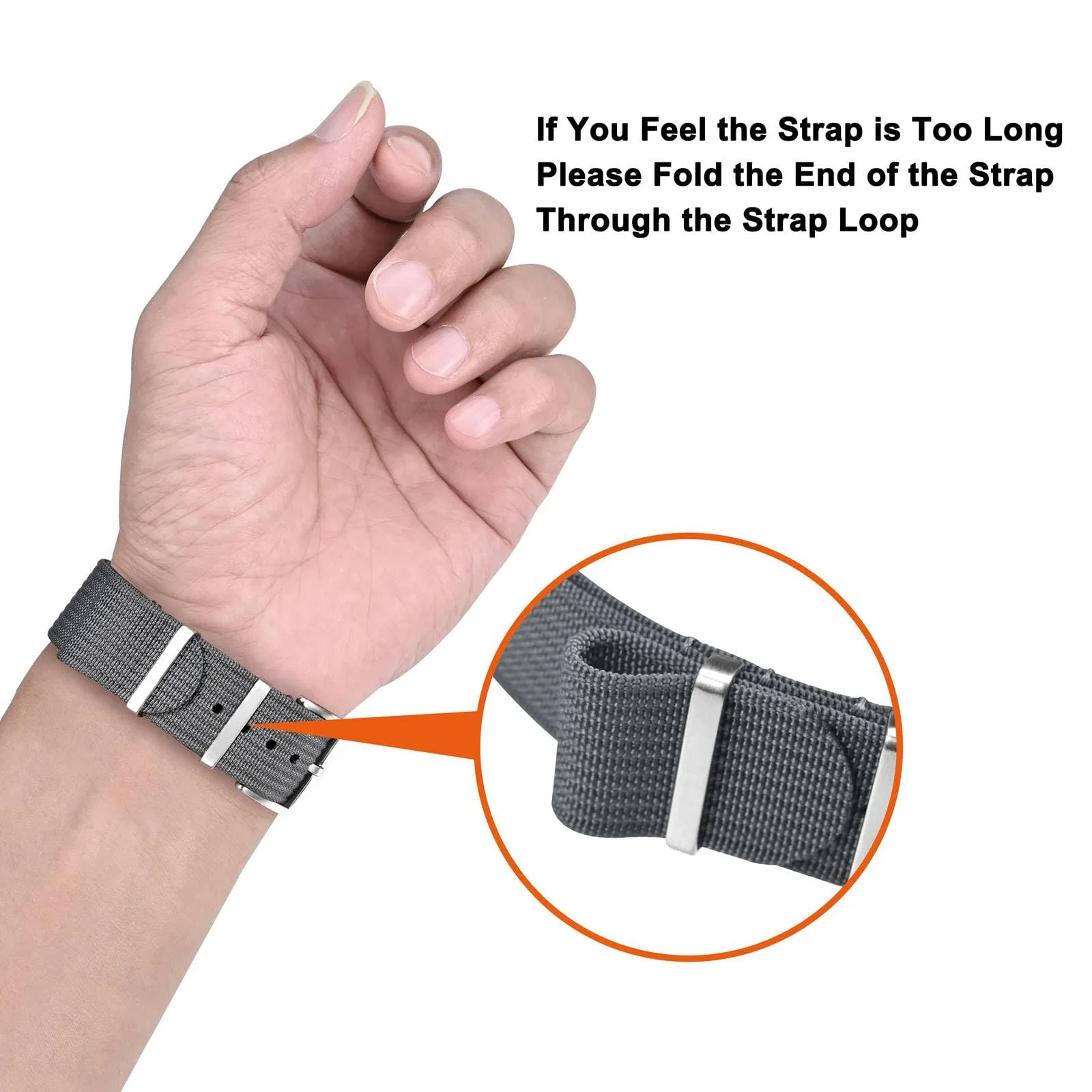 ANNEFIT Cinturino per Orologio in Nylon 20mm con Fibbia in Acciaio Inossidabile, Grigio - immagine 6