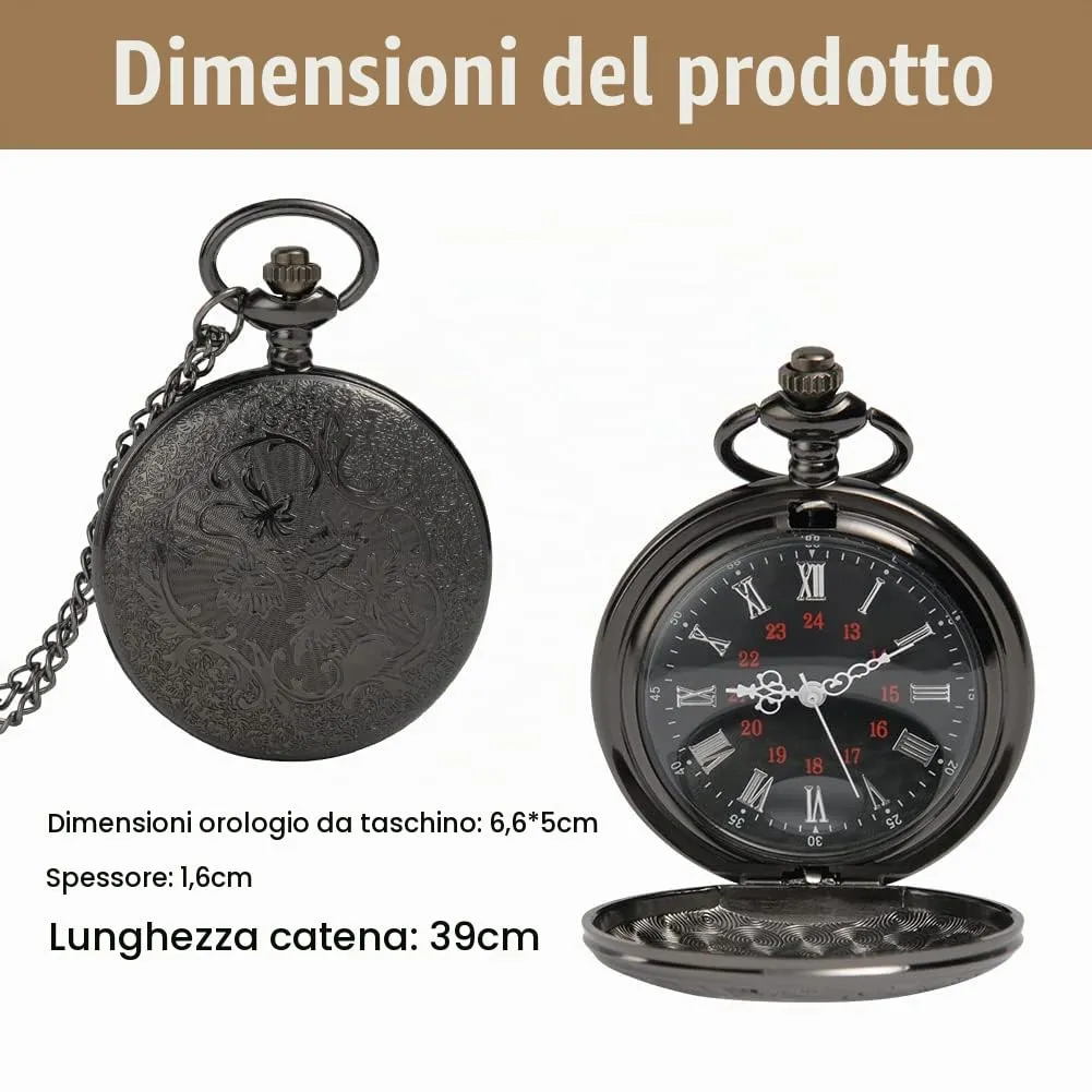 Vicloon Orologio da Tasca Vintage al Quarzo con Numeri Romani e Catena - immagine 2