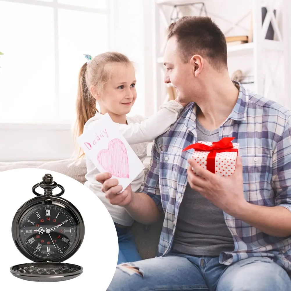 Vicloon Orologio da Tasca Vintage al Quarzo con Numeri Romani e Catena - immagine 7