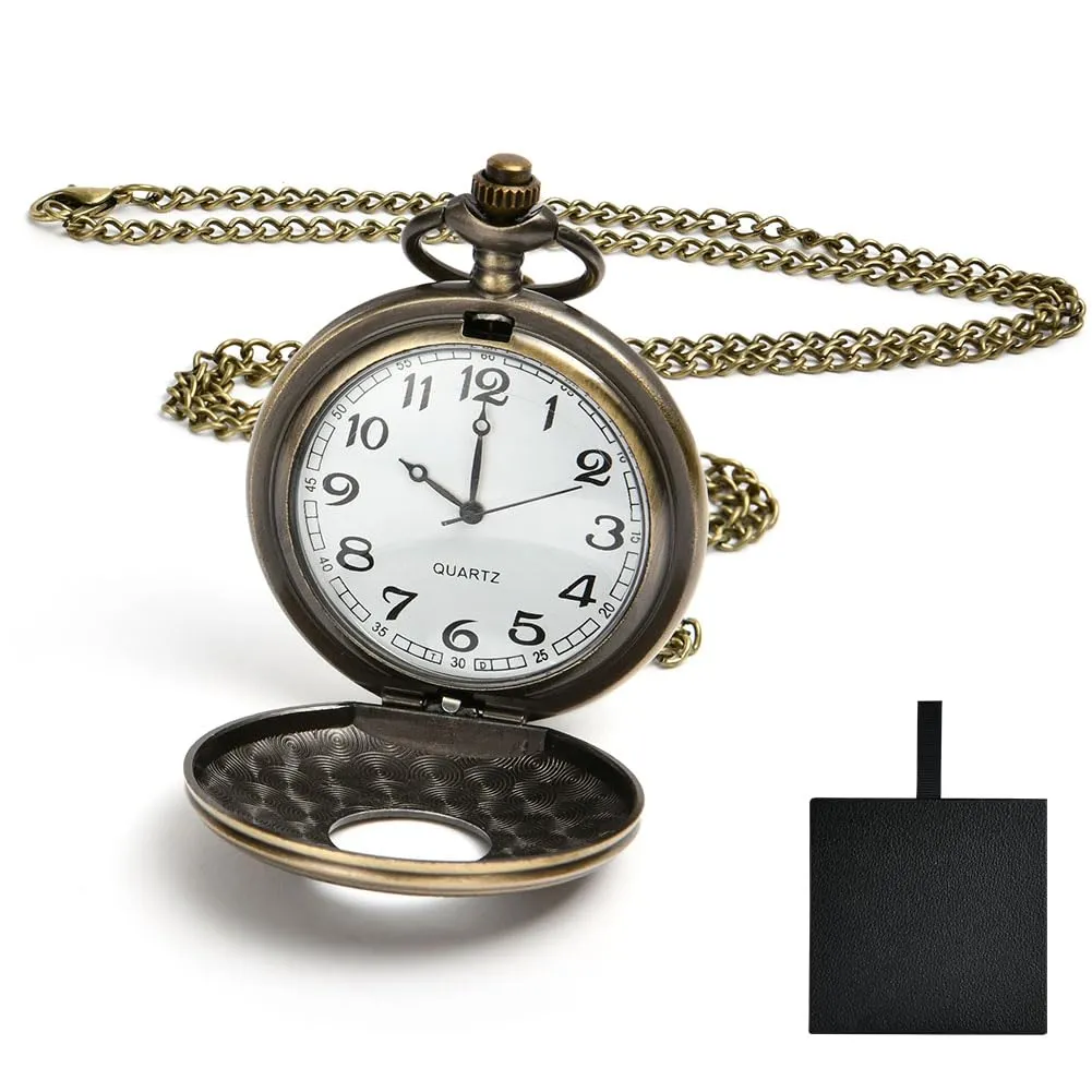 Vicloon Orologio da Tasca Vintage al Quarzo con Numeri Romani e Catena (Bronzo) - immagine 1
