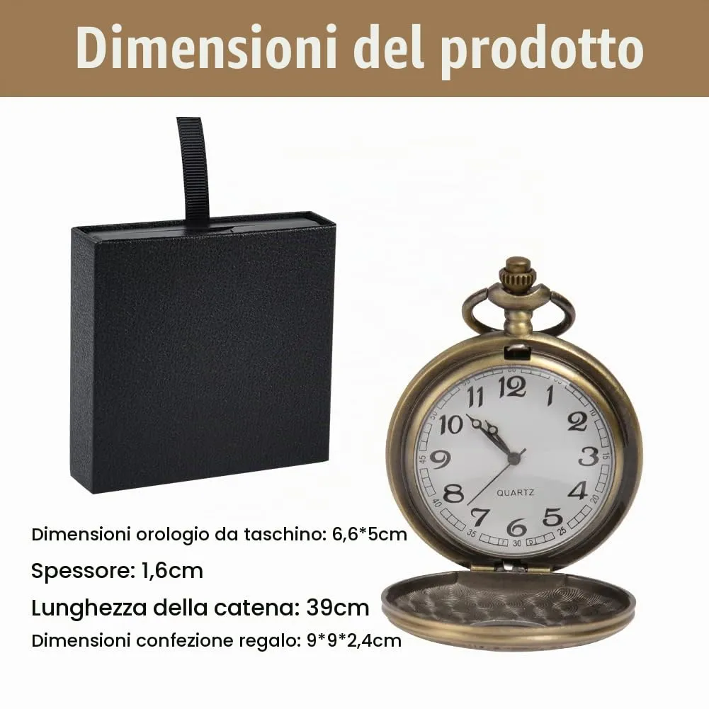Vicloon Orologio da Tasca Vintage al Quarzo con Numeri Romani e Catena (Bronzo) - immagine 2