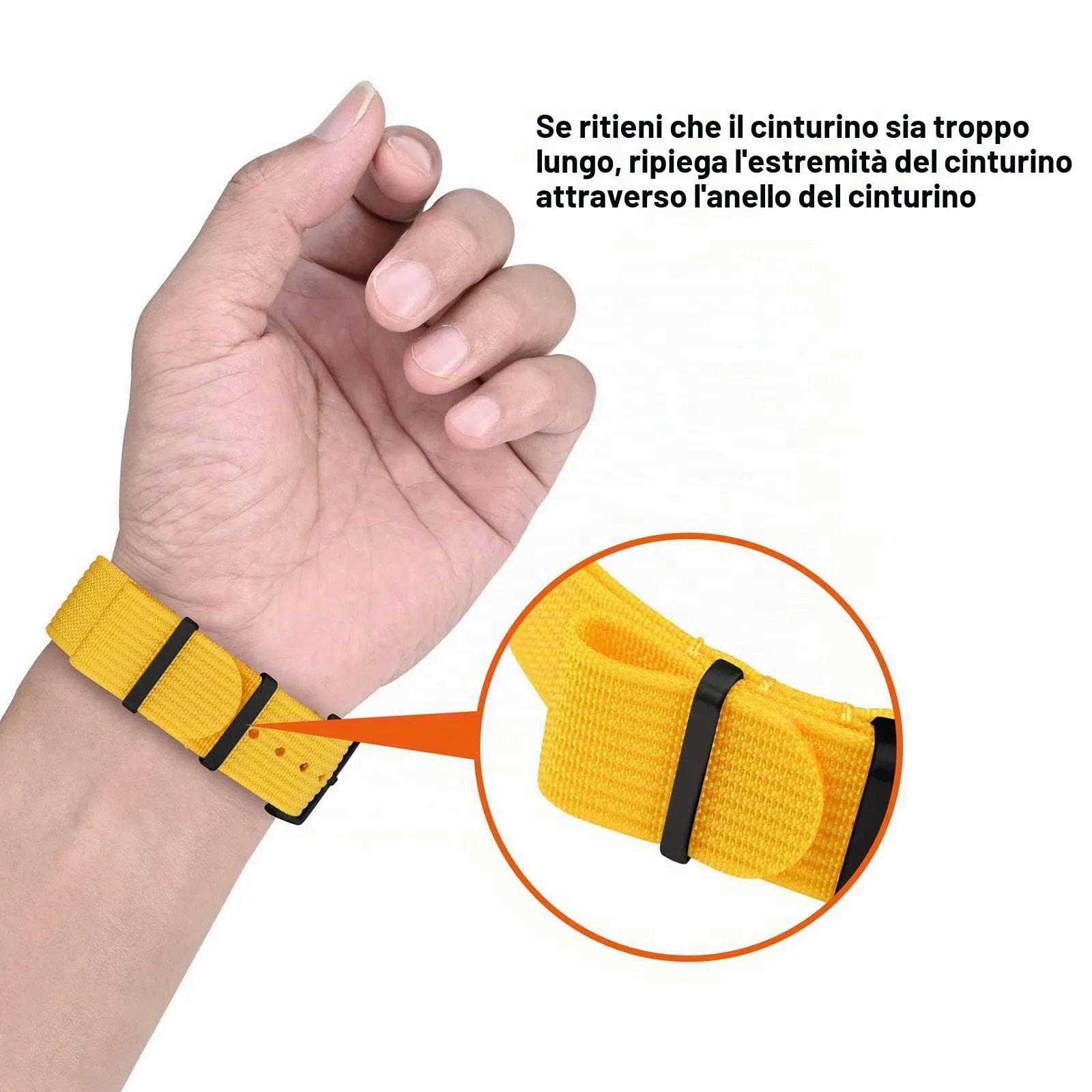 ANNEFIT Cinturino per Orologio in Nylon 18mm con Fibbia Nera in Acciaio Inossidabile (Giallo) - immagine 6