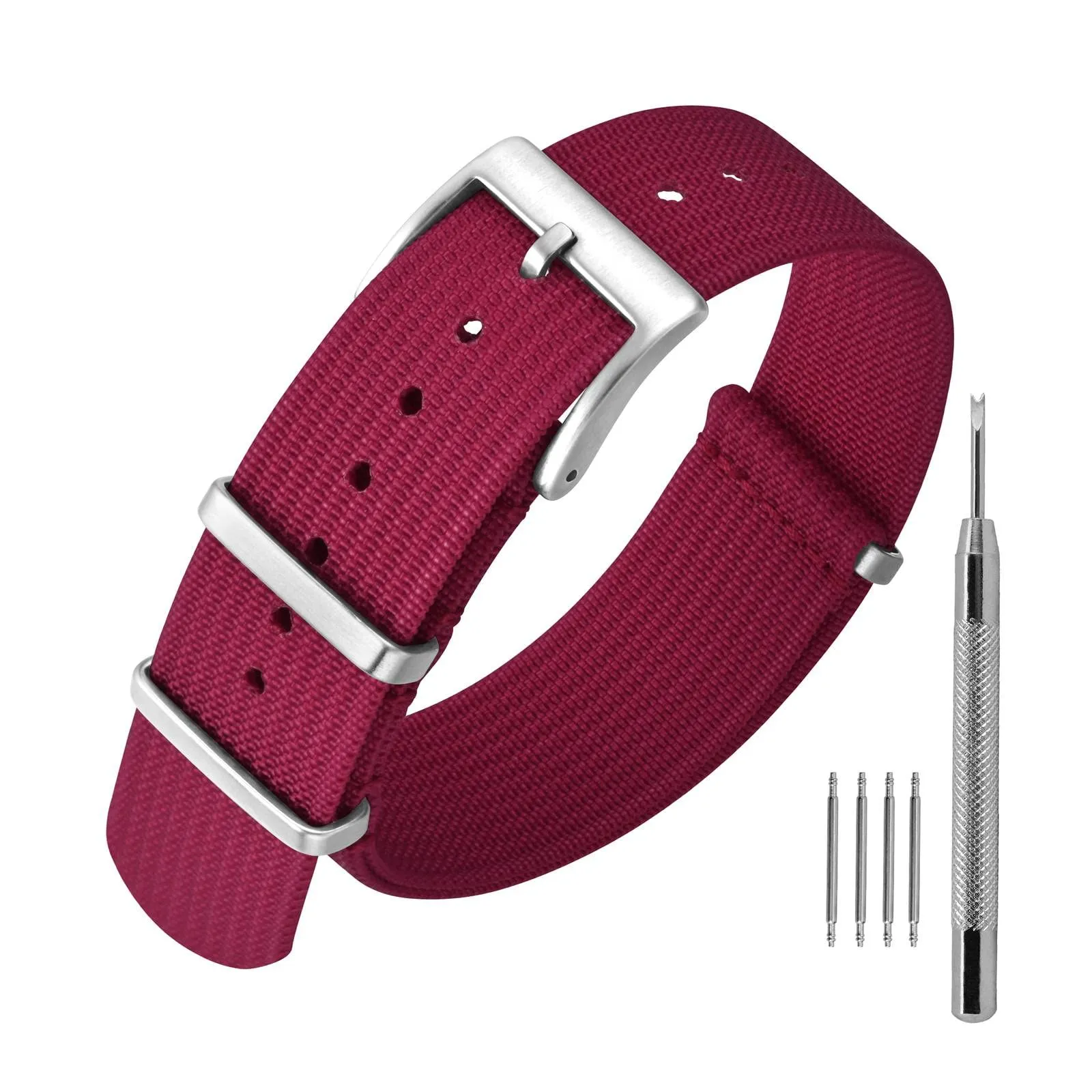 ANNEFIT Cinturino per Orologio in Nylon 22mm con Fibbia in Acciaio Inossidabile - Rosso - immagine 1