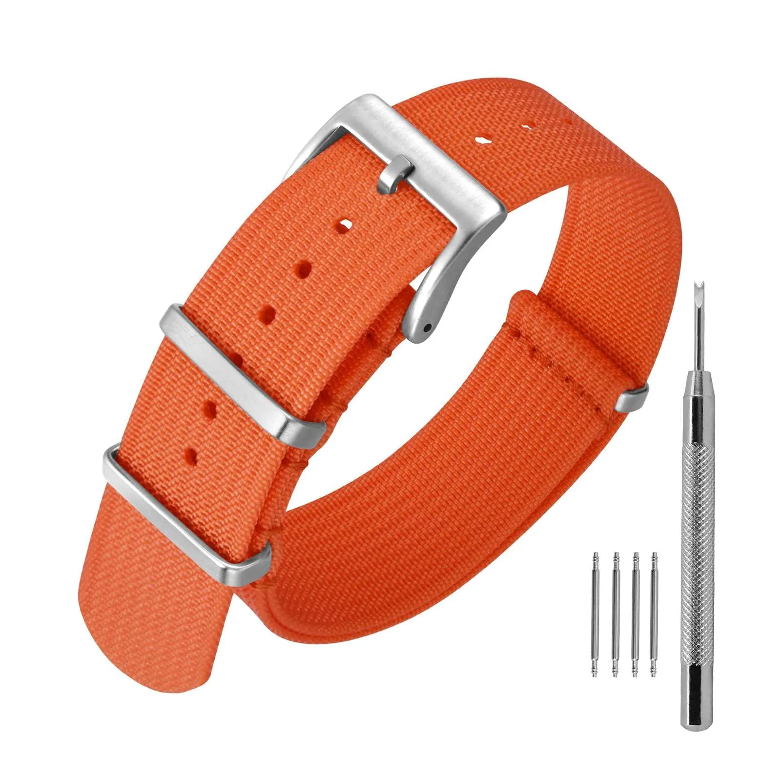 ANNEFIT Cinturino per Orologio in Nylon 20mm con Fibbia in Acciaio Inossidabile, Arancio - immagine 1