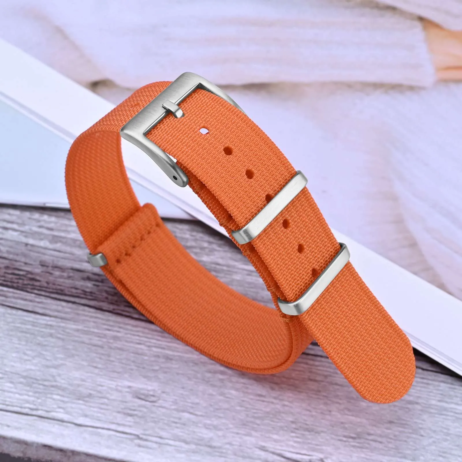 ANNEFIT Cinturino per Orologio in Nylon 20mm con Fibbia in Acciaio Inossidabile, Arancio - immagine 8
