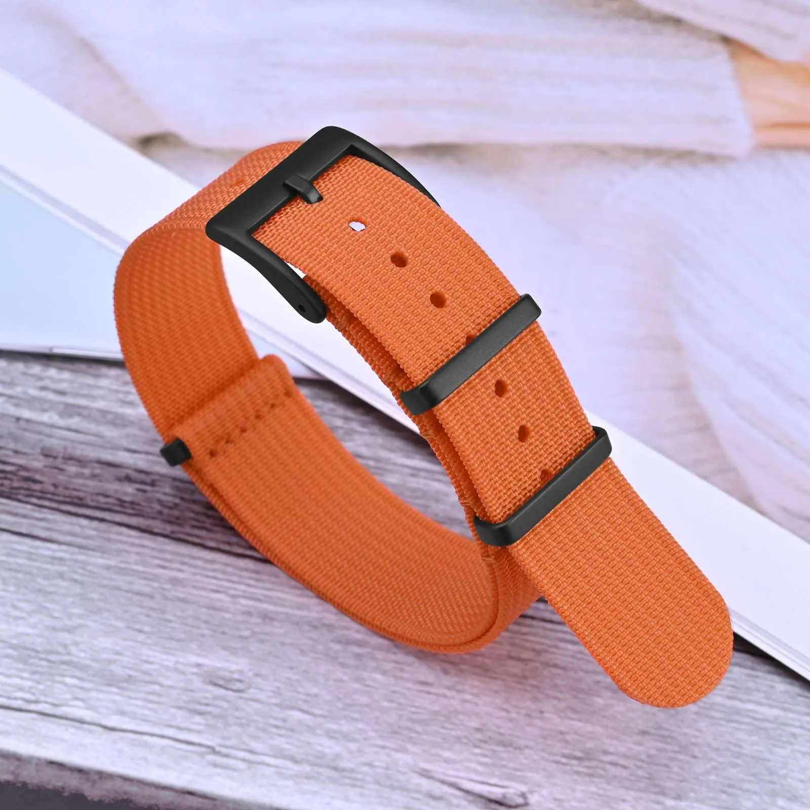 ANNEFIT Cinturino per Orologio in Nylon 20mm con Fibbia in Acciaio Inossidabile - Arancio - immagine 8