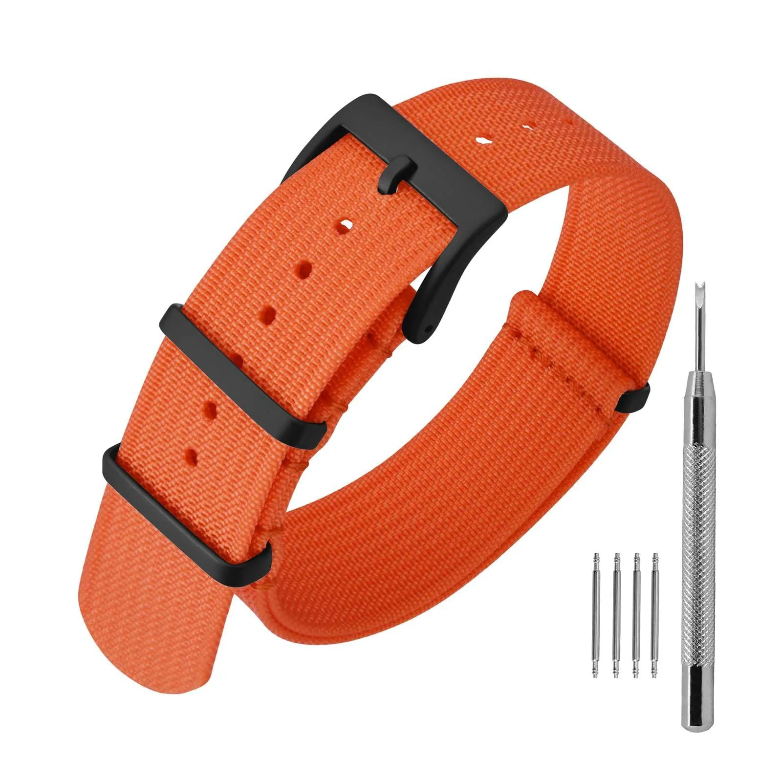 ANNEFIT Cinturino per Orologio in Nylon 22mm con Fibbia Nera in Acciaio Inossidabile, Arancio - immagine 1