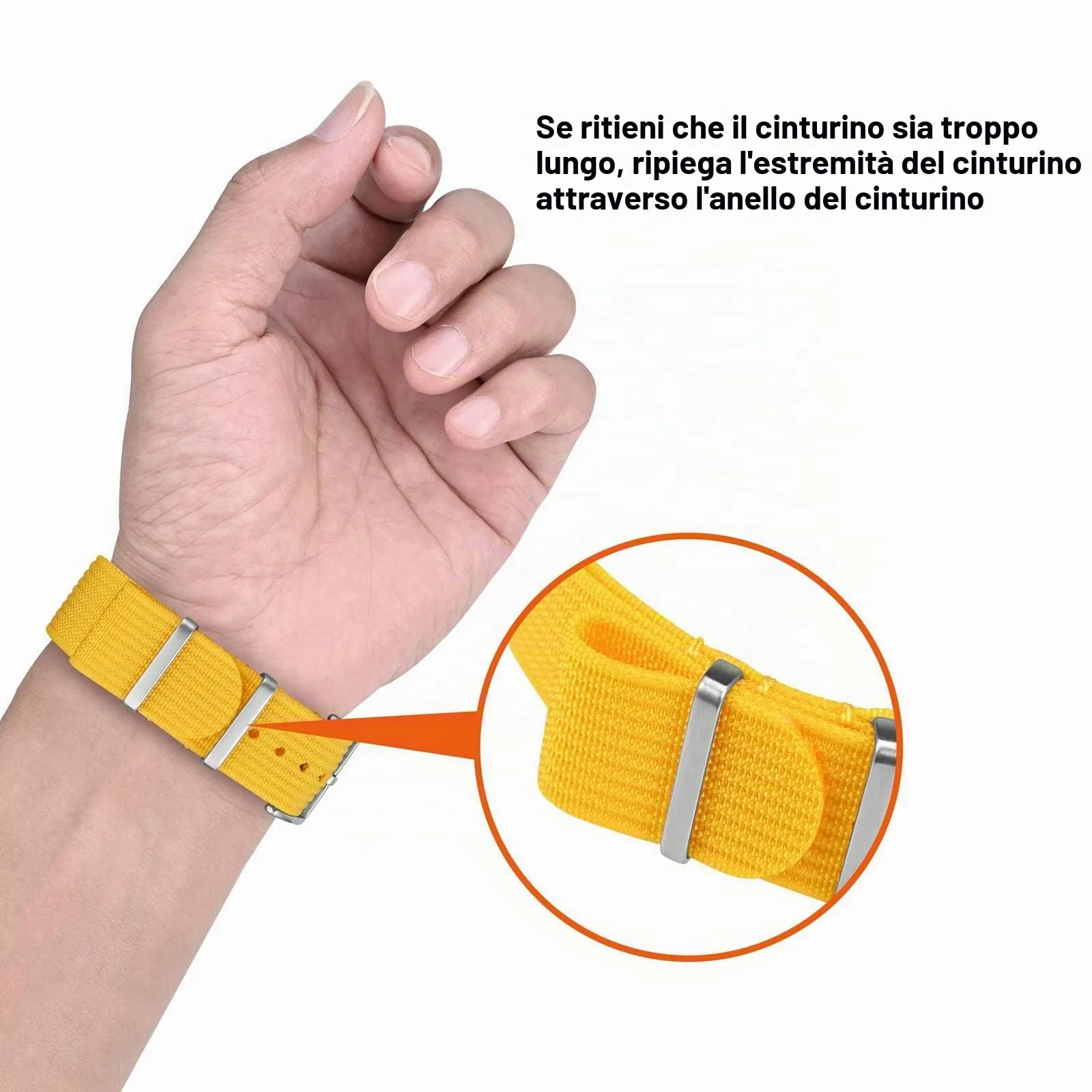 ANNEFIT Cinturino per Orologio in Nylon 18mm con Fibbia in Acciaio Inossidabile, Giallo - immagine 6