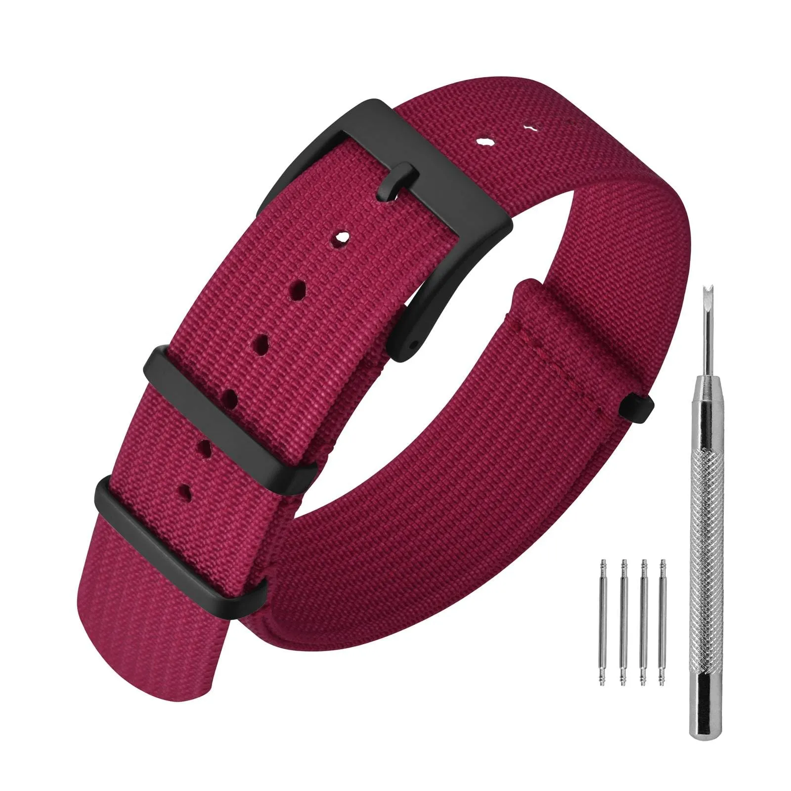 ANNEFIT Cinturino per Orologio in Nylon 18mm con Fibbia in Acciaio Inossidabile - Rosso - immagine 1