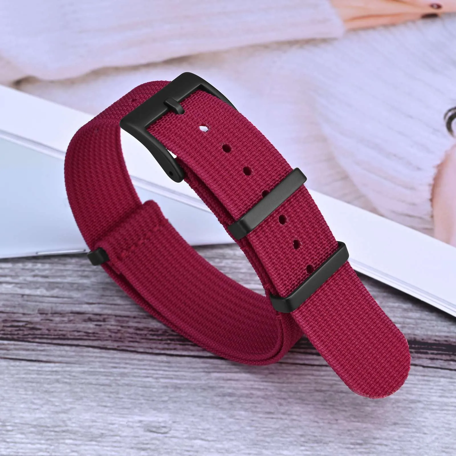 ANNEFIT Cinturino per Orologio in Nylon 18mm con Fibbia in Acciaio Inossidabile - Rosso - immagine 8