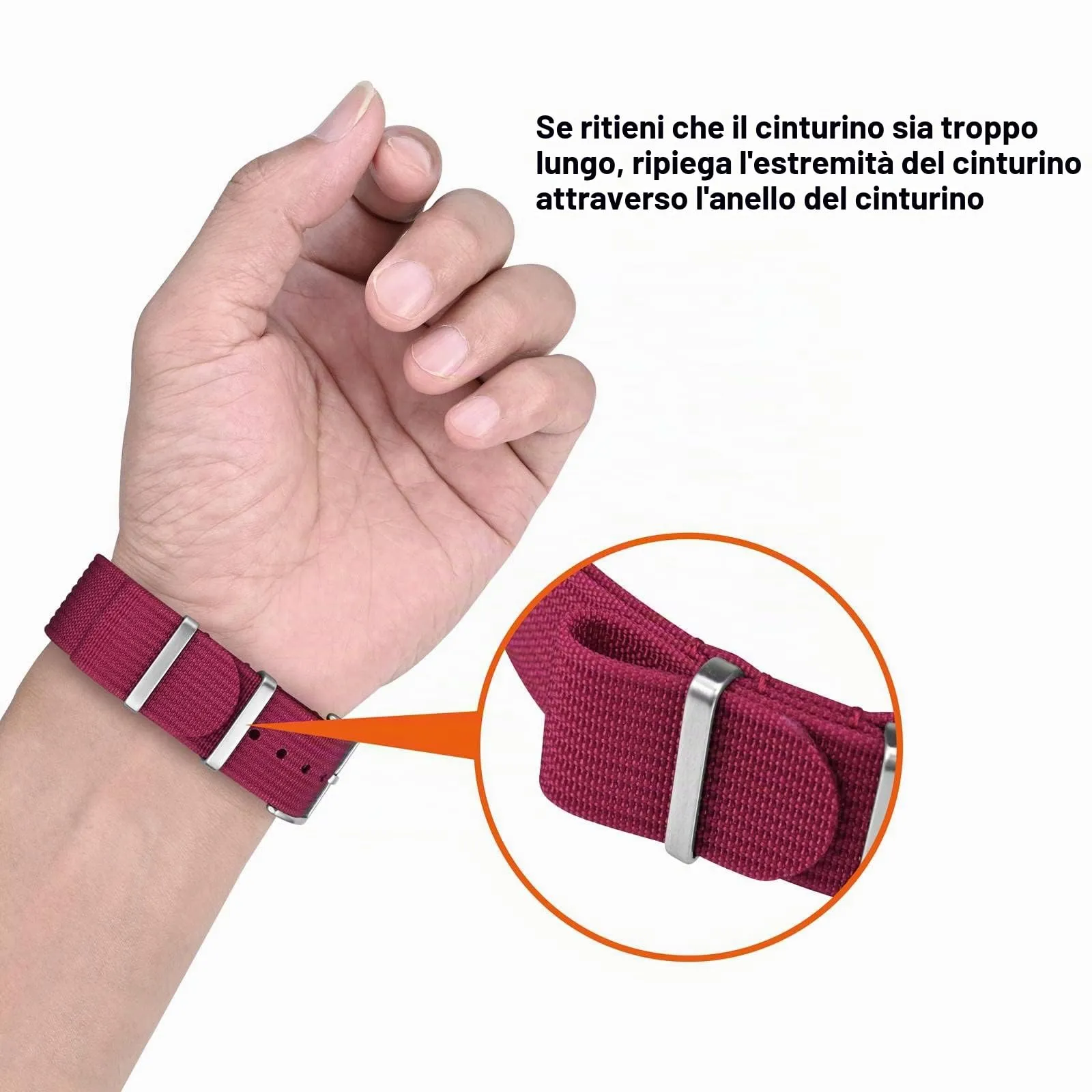 ANNEFIT Cinturino per Orologio in Nylon 20mm con Fibbia in Acciaio Inossidabile (Rosso) - immagine 6