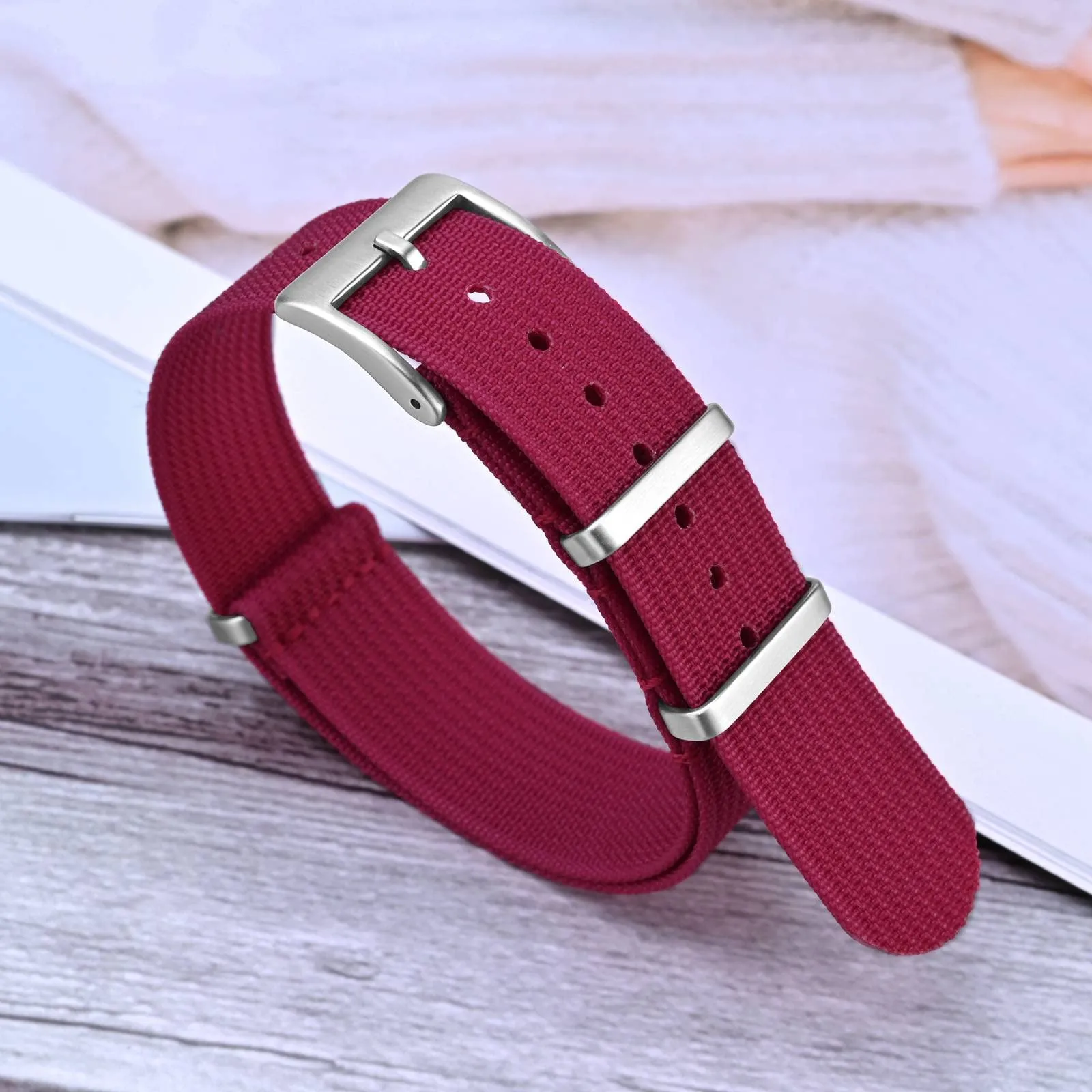 ANNEFIT Cinturino per Orologio in Nylon 20mm con Fibbia in Acciaio Inossidabile (Rosso) - immagine 8