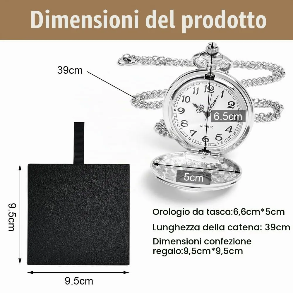 Vicloon Orologio da Tasca Vintage al Quarzo con Numeri Romani e Catena (Argento) - immagine 2