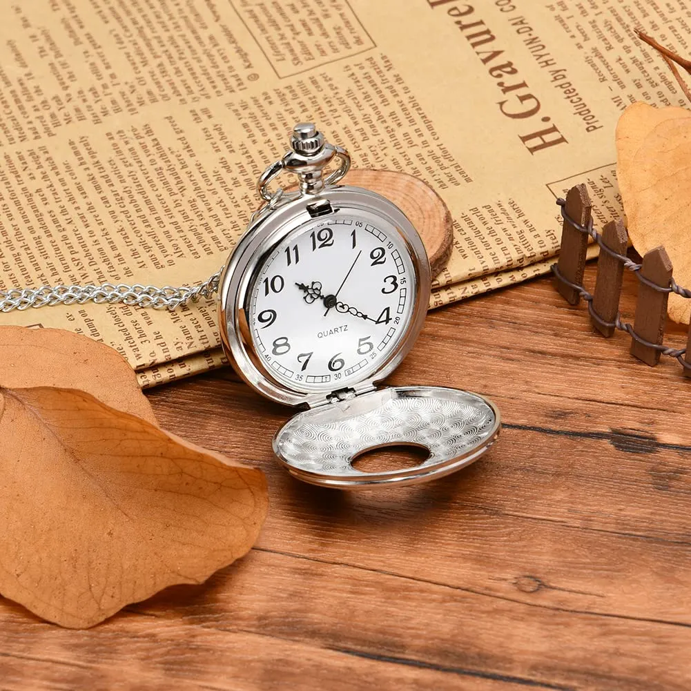Vicloon Orologio da Tasca Vintage al Quarzo con Numeri Romani e Catena (Argento) - immagine 6