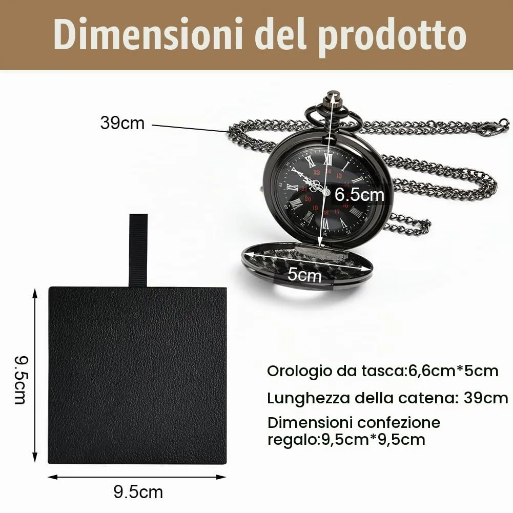 Vicloon Orologio da Taschino Vintage con Numeri Romani, Movimento al Quarzo con Catena (Nero) - immagine 2
